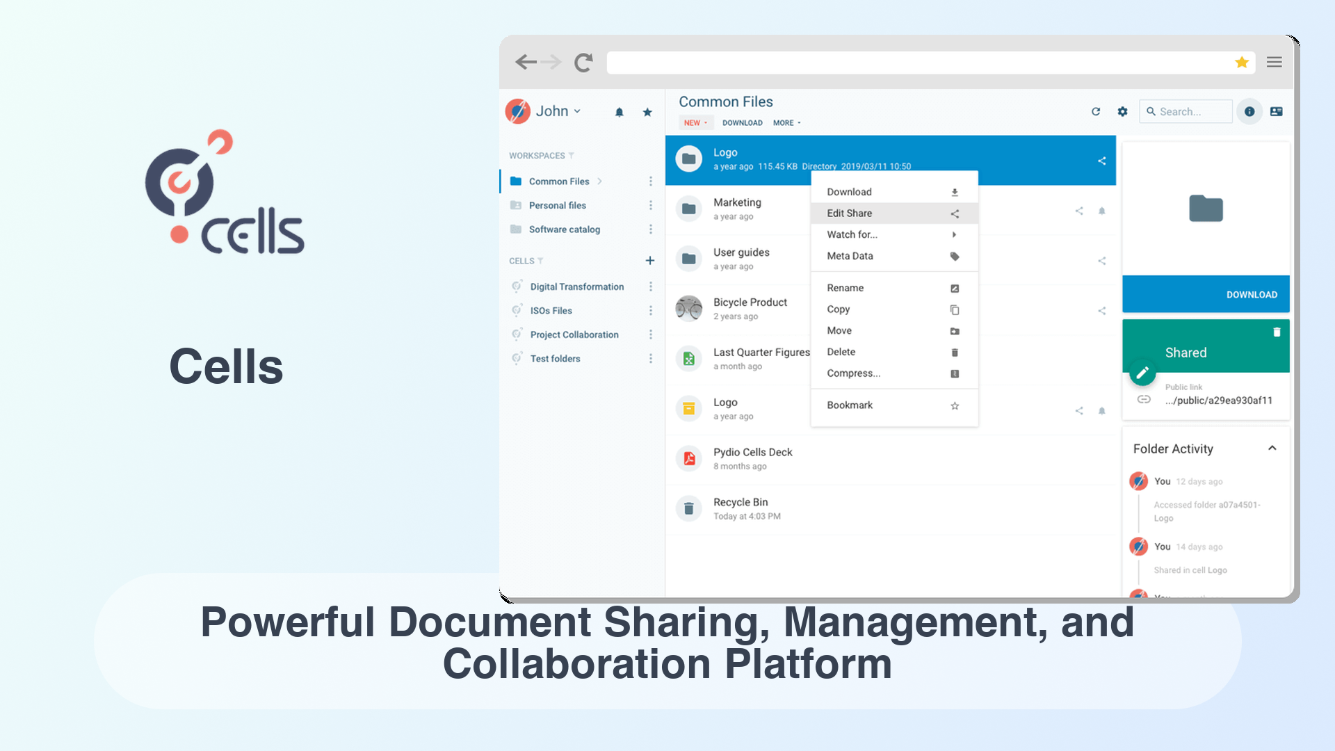 Cells: Powerful Document Sharing, Management, and Collaboration Platform