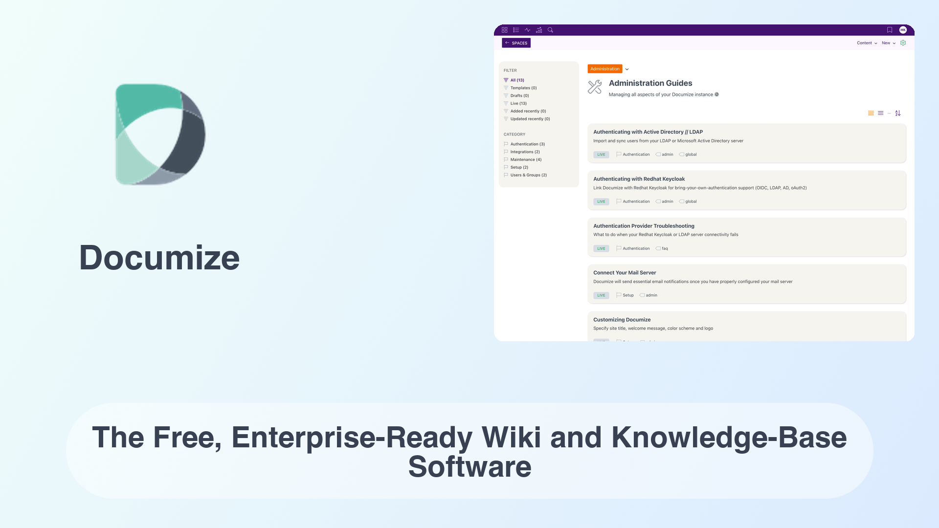 Documize: The Free, Enterprise-Ready Wiki and Knowledge-Base Software