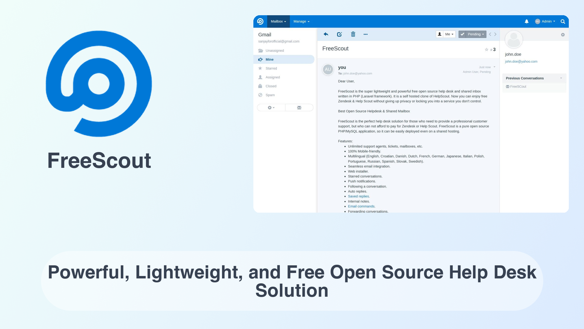 FreeScout: Powerful, Lightweight, and Free Open Source Help Desk Solution