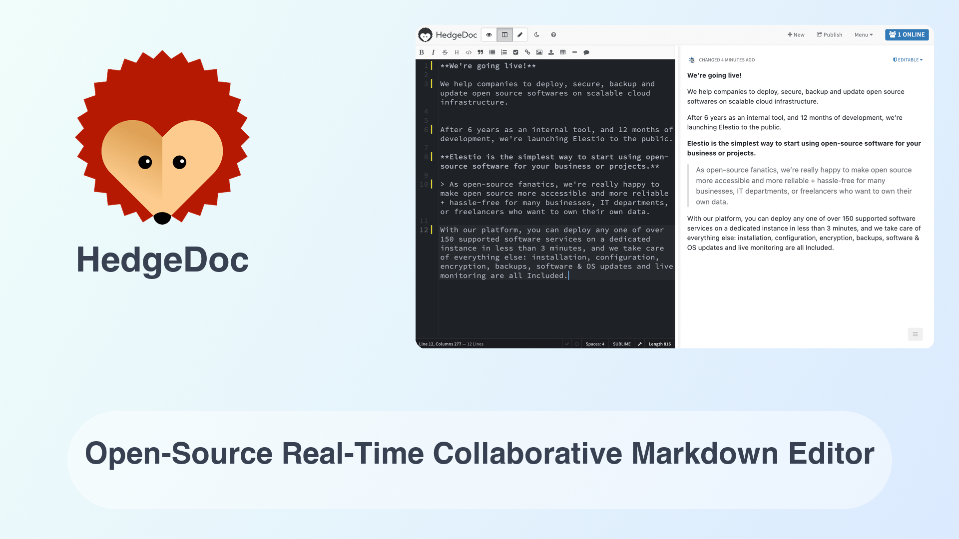 HedgeDoc: Open-Source Real-Time Collaborative Markdown Editor