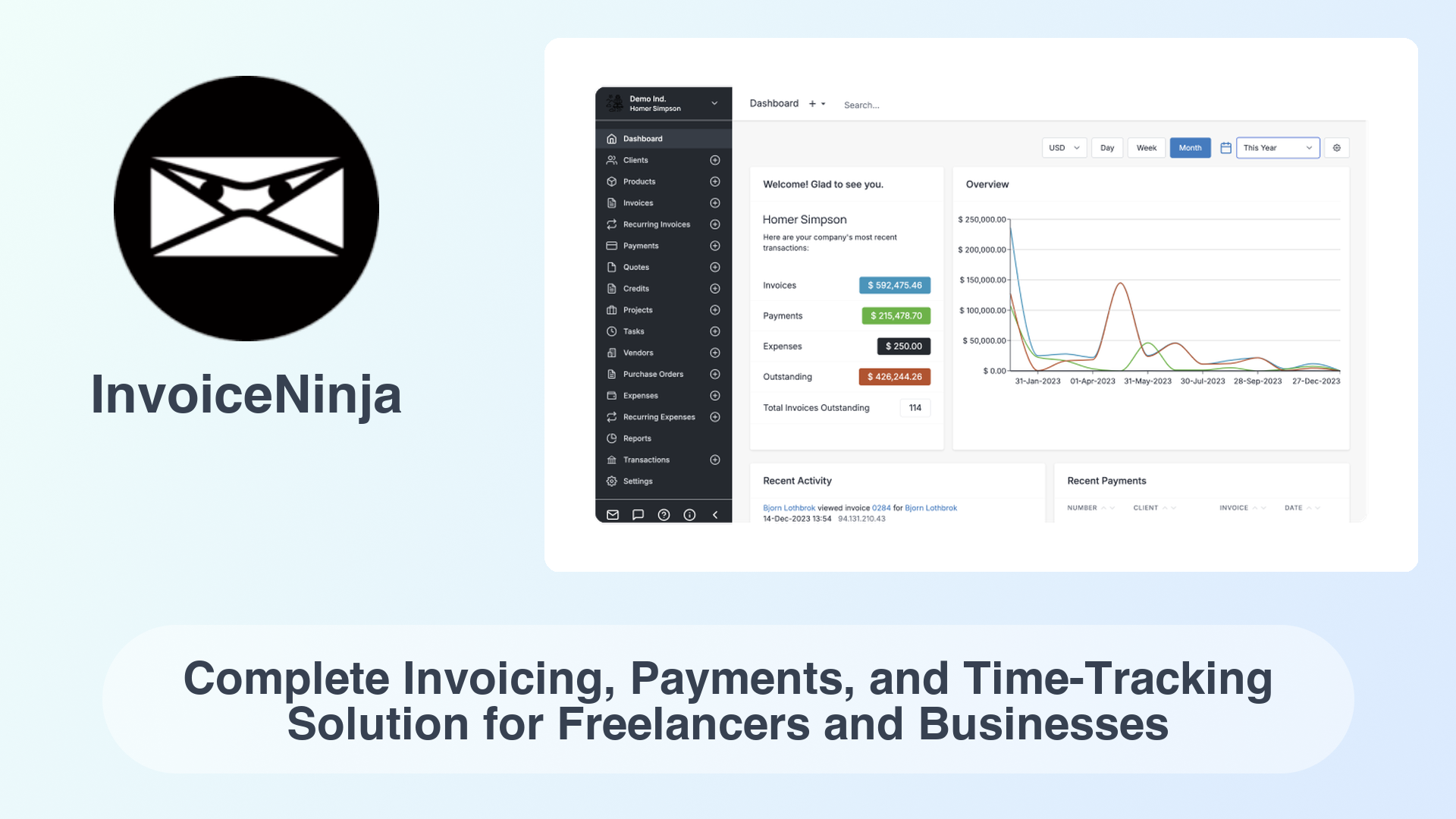 InvoiceNinja: Complete Invoicing, Payments, and Time-Tracking Solution for Freelancers and Businesses