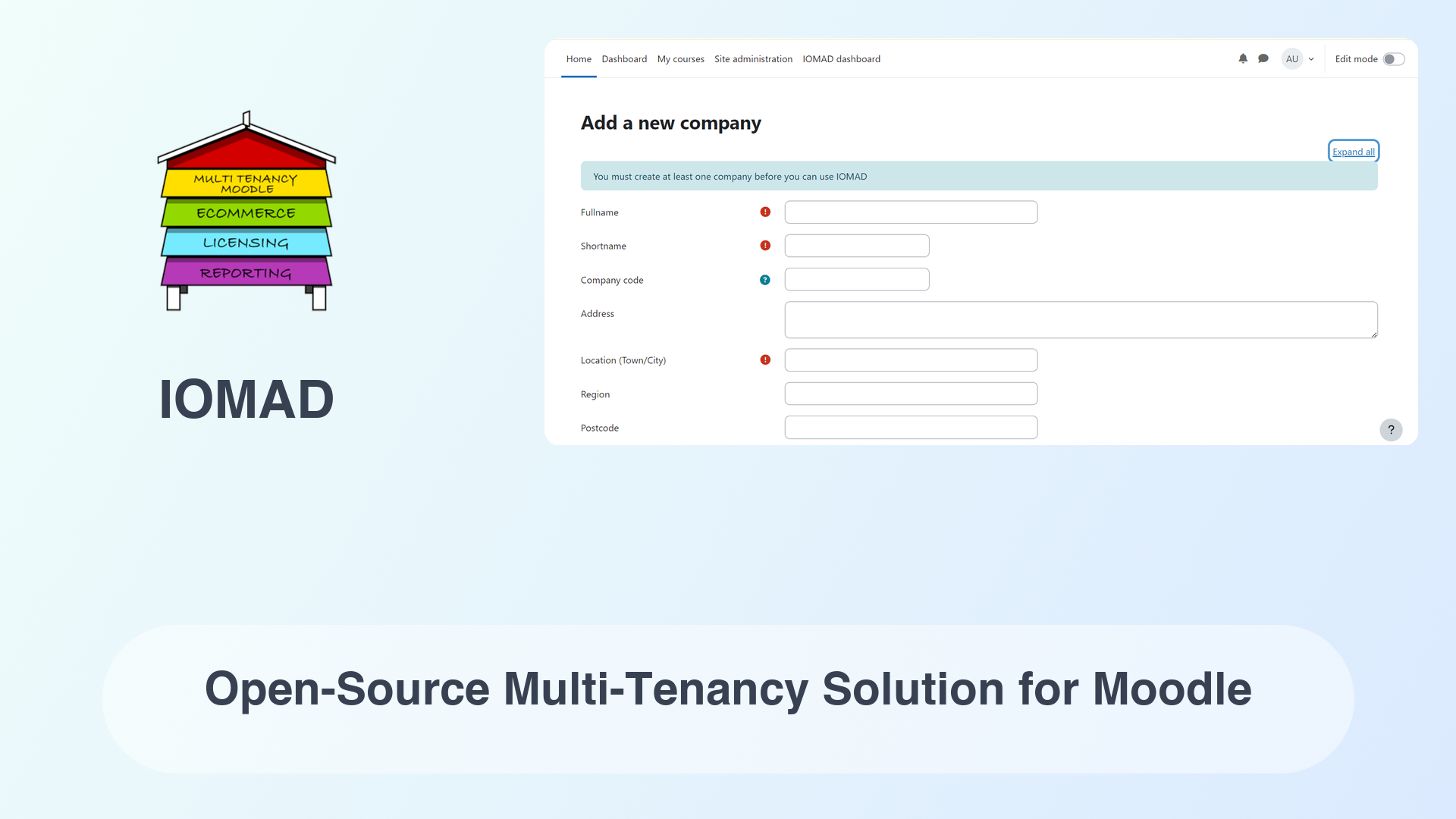 IOMAD: Open-Source Multi-Tenancy Solution for Moodle