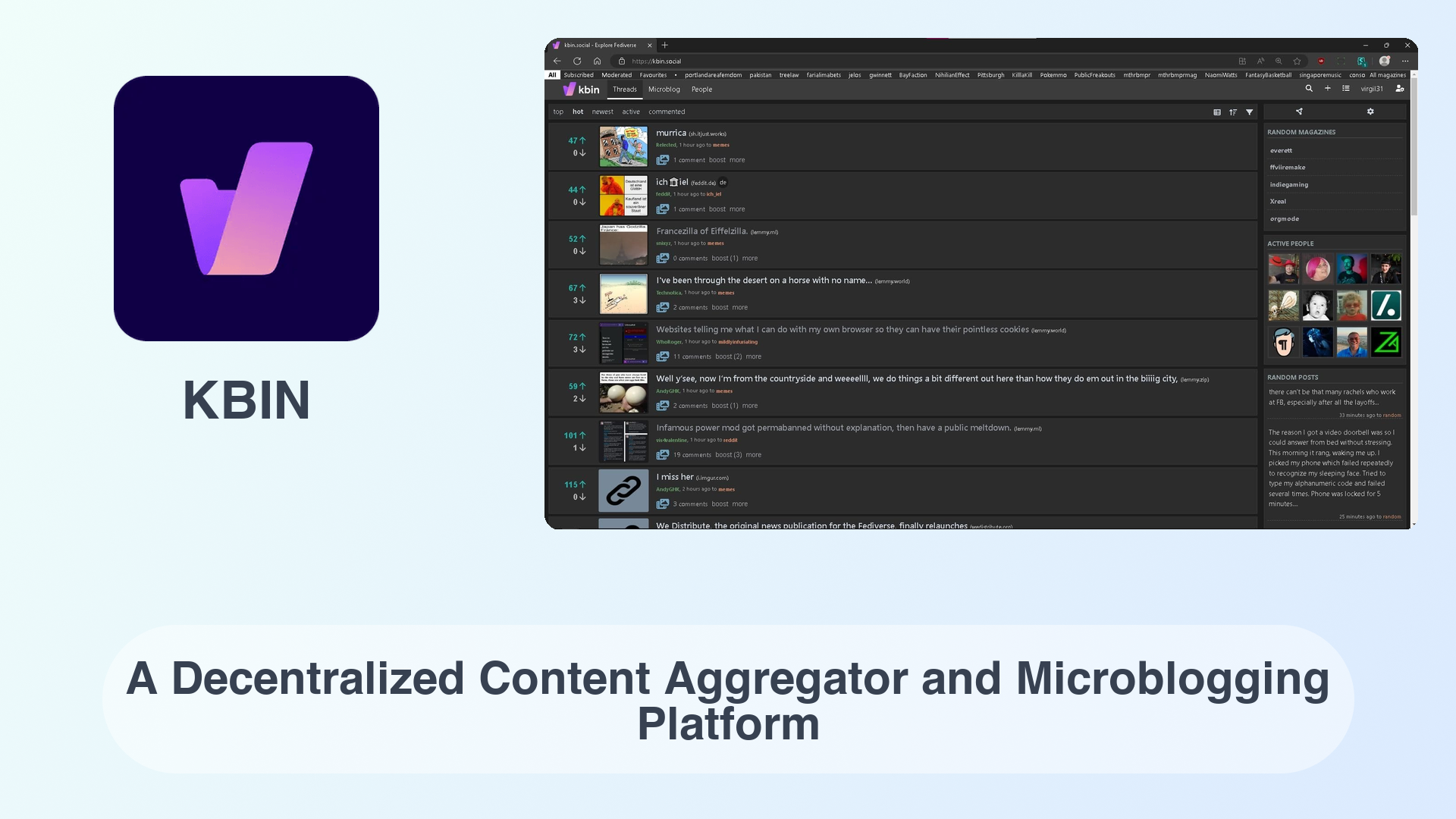 KBIN: A Decentralized Content Aggregator and Microblogging Platform