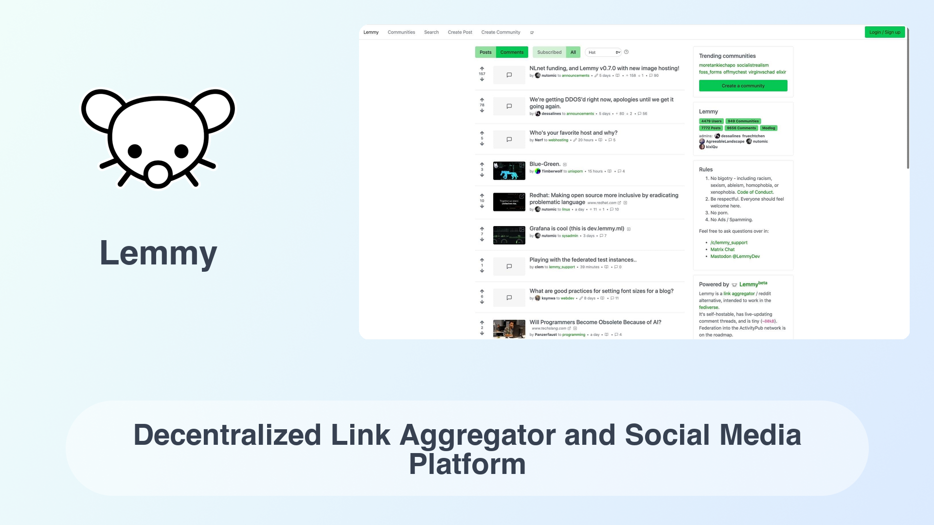 Lemmy: Decentralized Link Aggregator and Social Media Platform