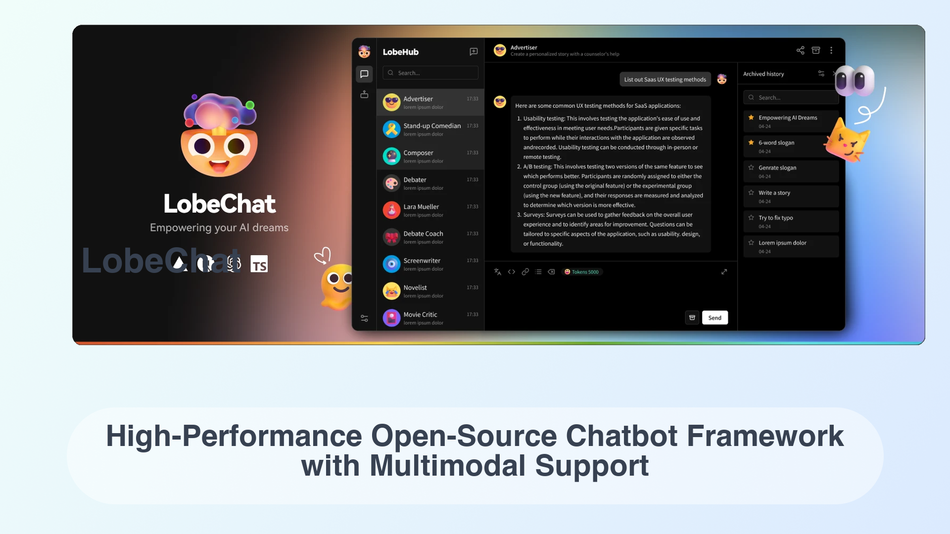 LobeChat: High-Performance Open-Source Chatbot Framework with Multimodal Support