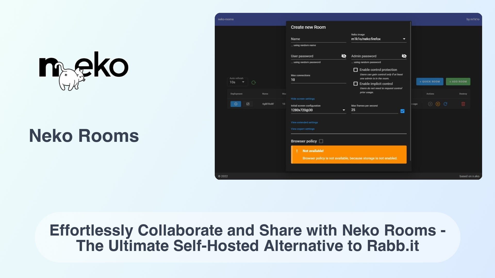 Neko Rooms: Effortlessly Collaborate and Share with Neko Rooms - The Ultimate Self-Hosted Alternative to Rabb.it