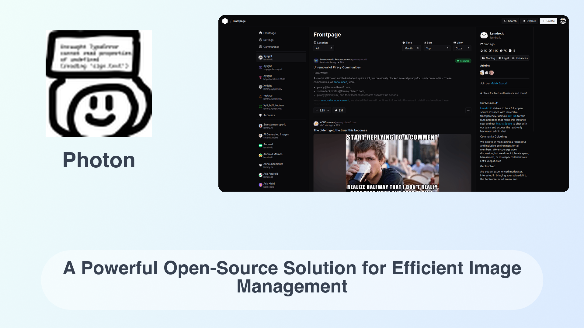 Photon: A Powerful Open-Source Solution for Efficient Image Management