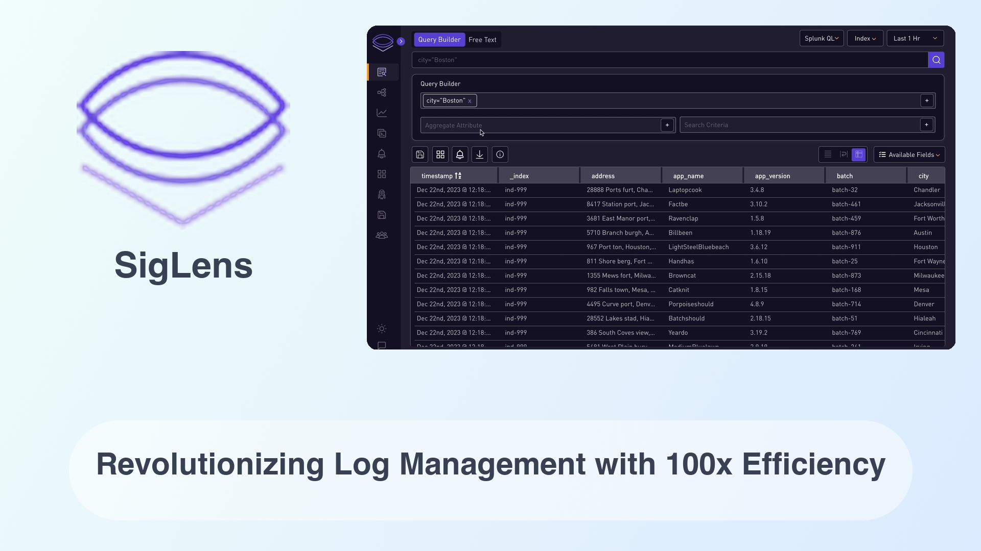 SigLens: Revolutionizing Log Management with 100x Efficiency