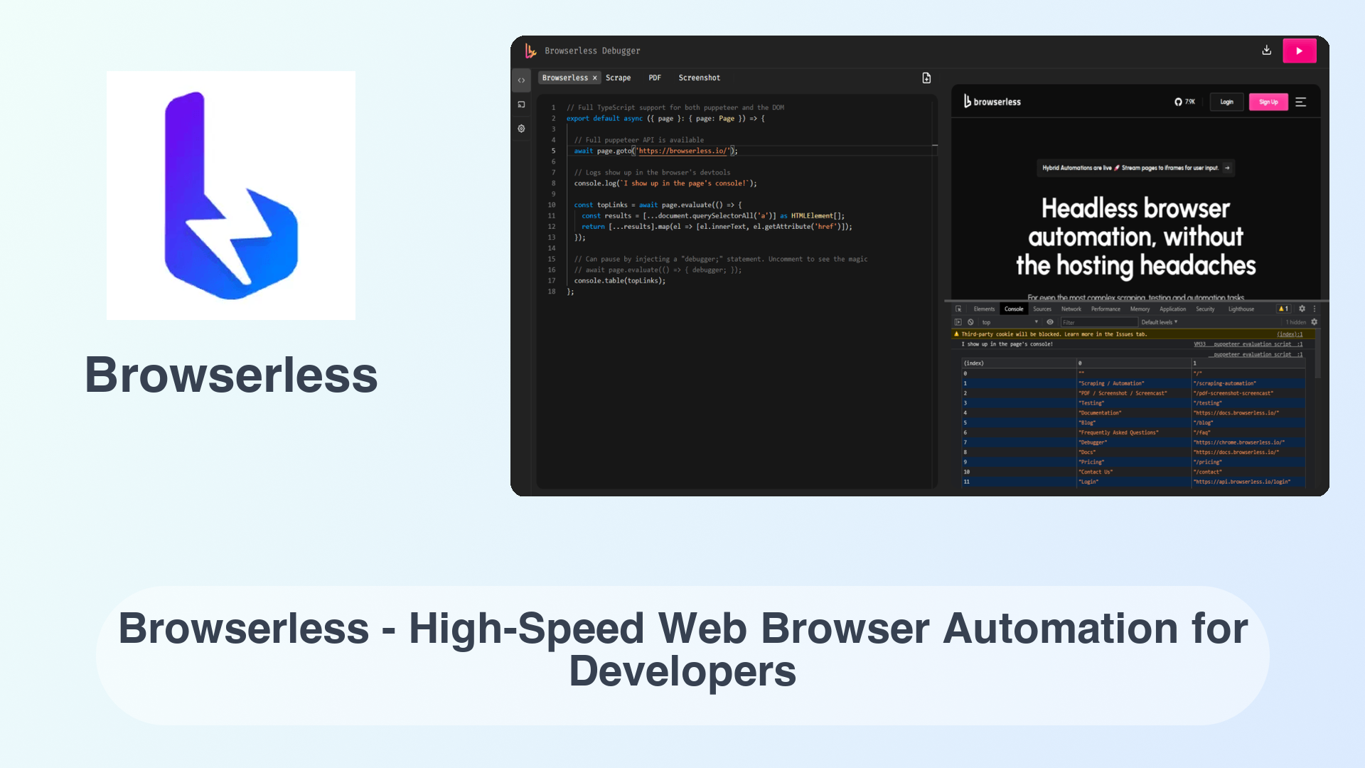 Browserless: Browserless - High-Speed Web Browser Automation for Developers