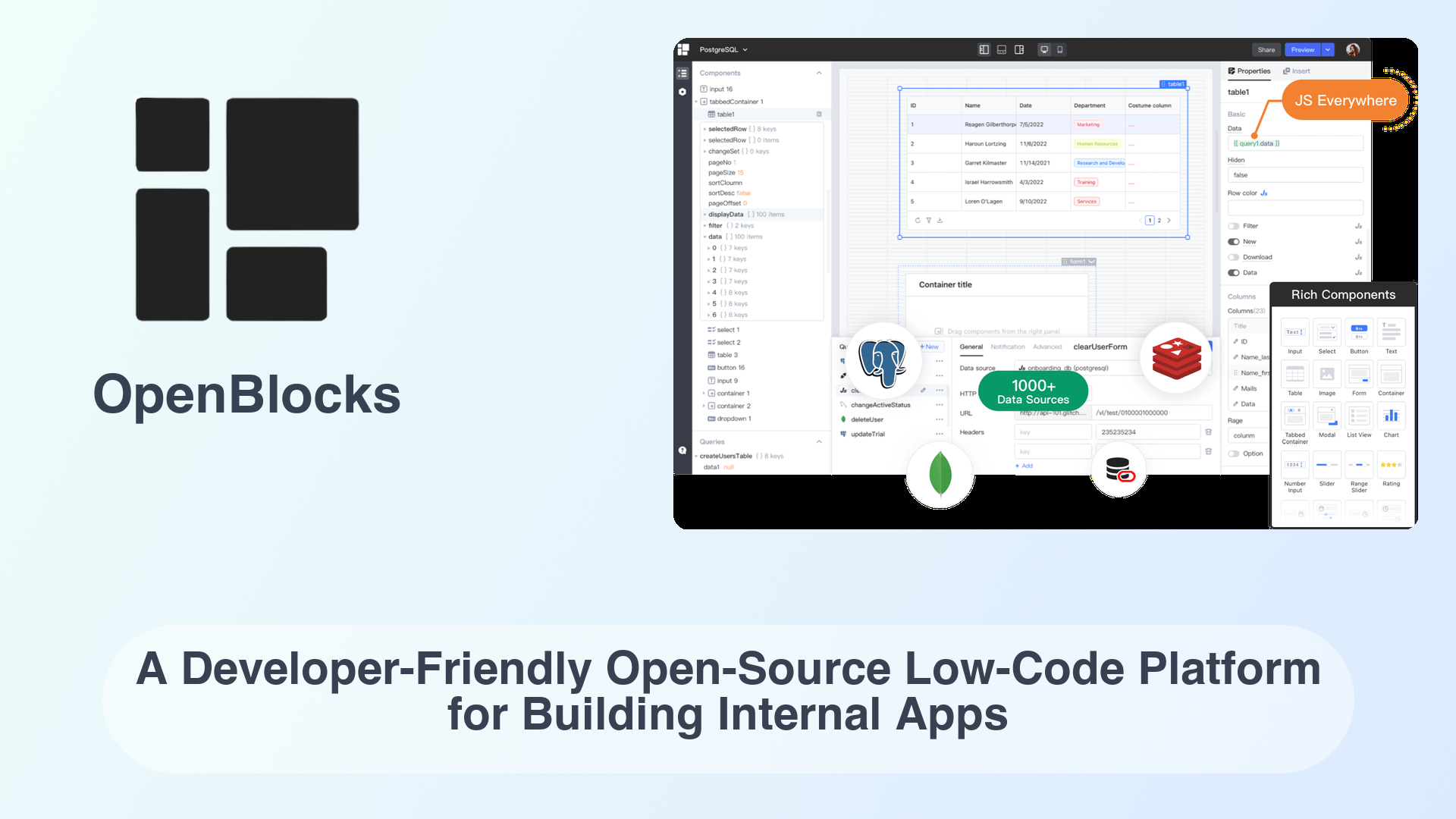 OpenBlocks: A Developer-Friendly Open-Source Low-Code Platform for Building Internal Apps