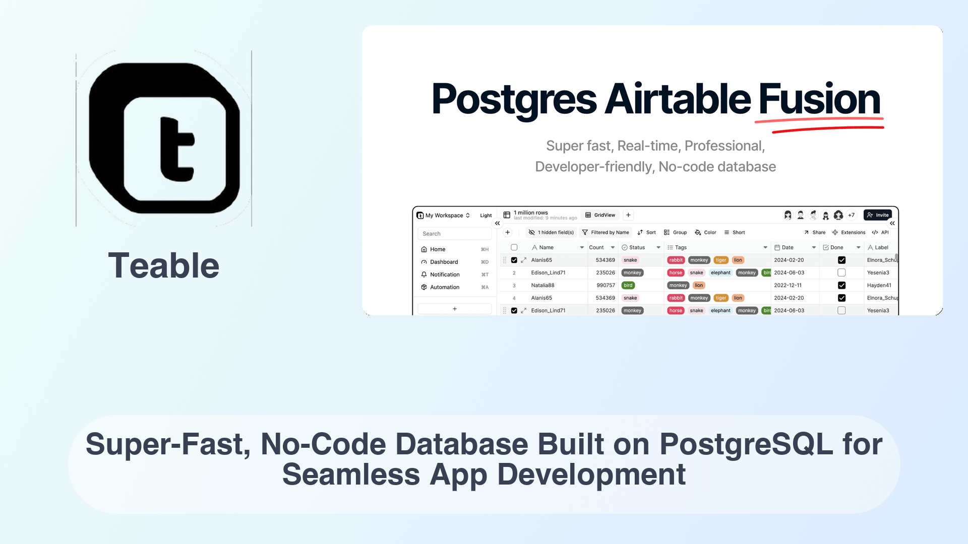 Teable: Super-Fast, No-Code Database Built on PostgreSQL for Seamless App Development