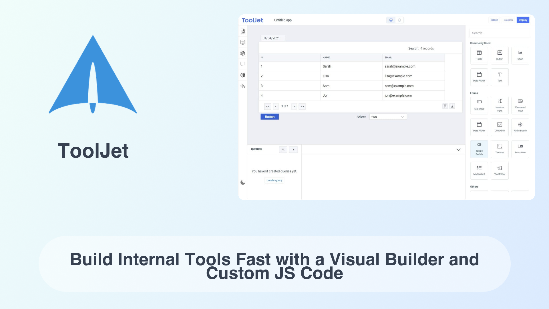 ToolJet: Build Internal Tools Fast with a Visual Builder and Custom JS Code