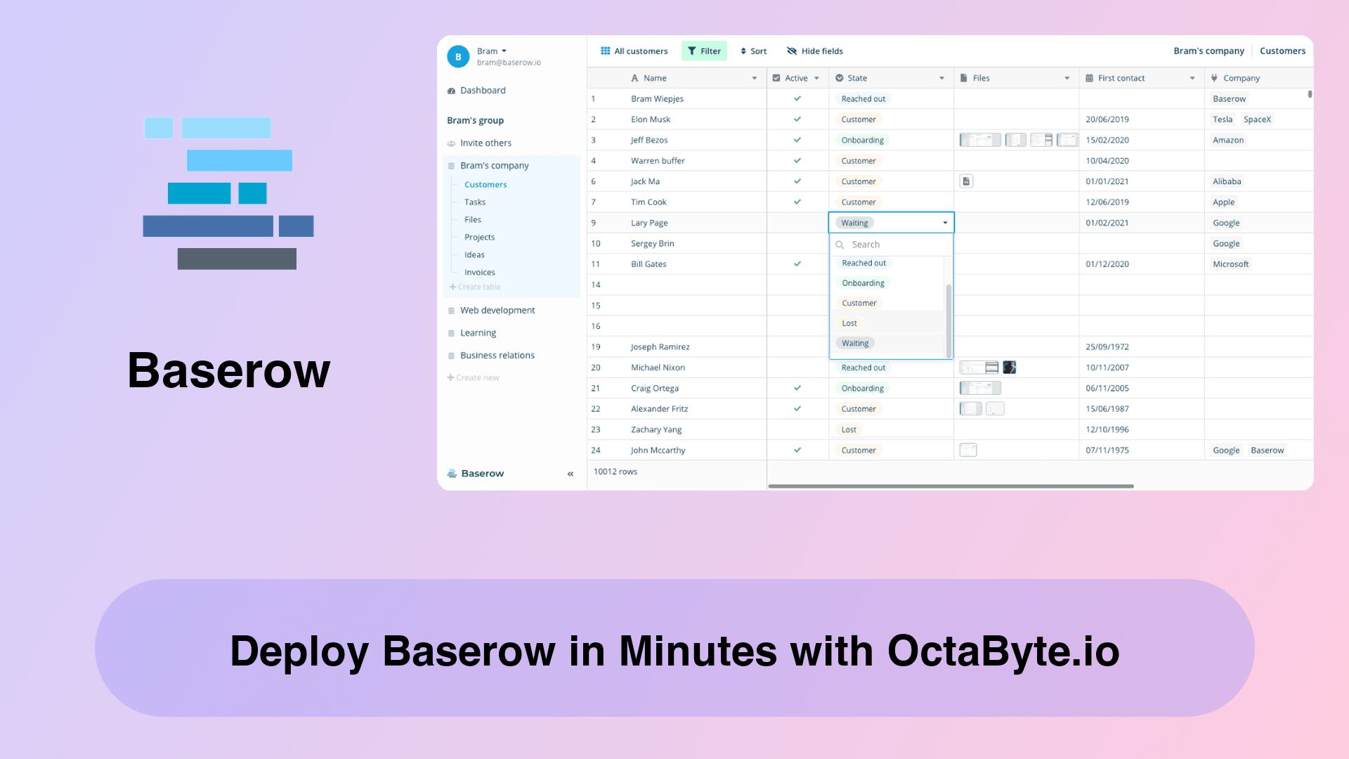 Deploy Baserow in Minutes with OctaByte.io