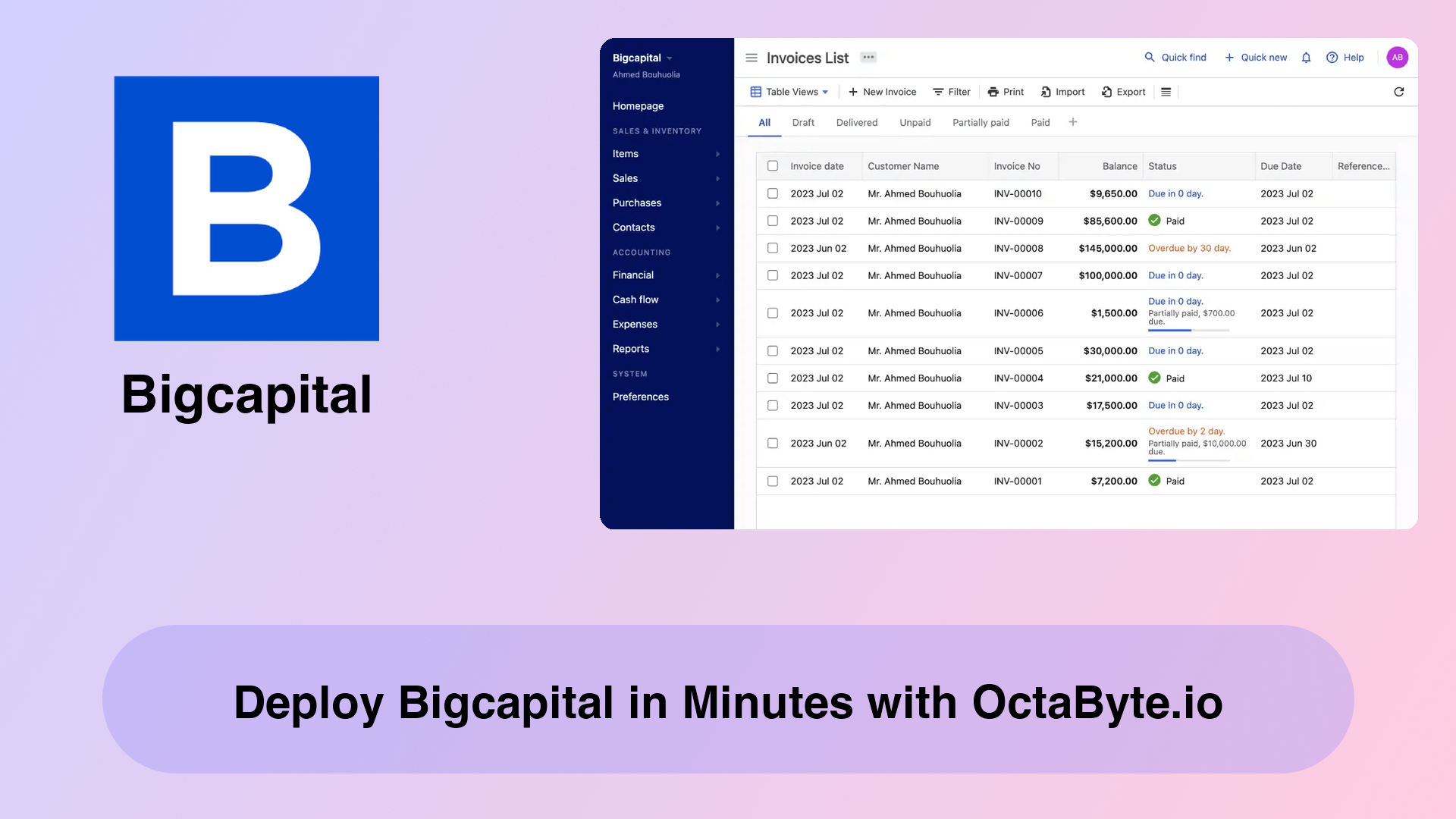 Deploy Bigcapital in Minutes with OctaByte.io