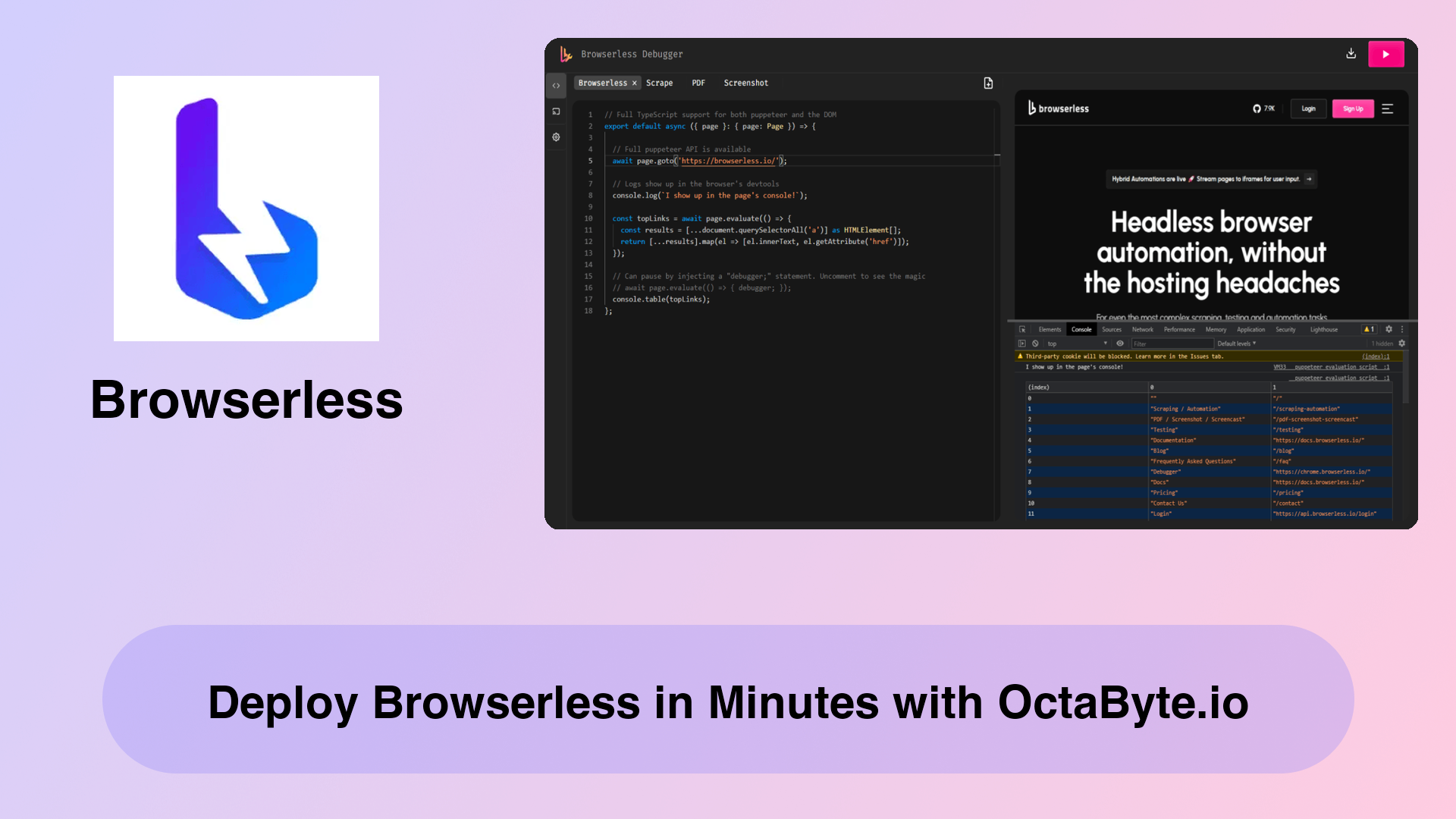 Deploy Browserless in Minutes with OctaByte.io