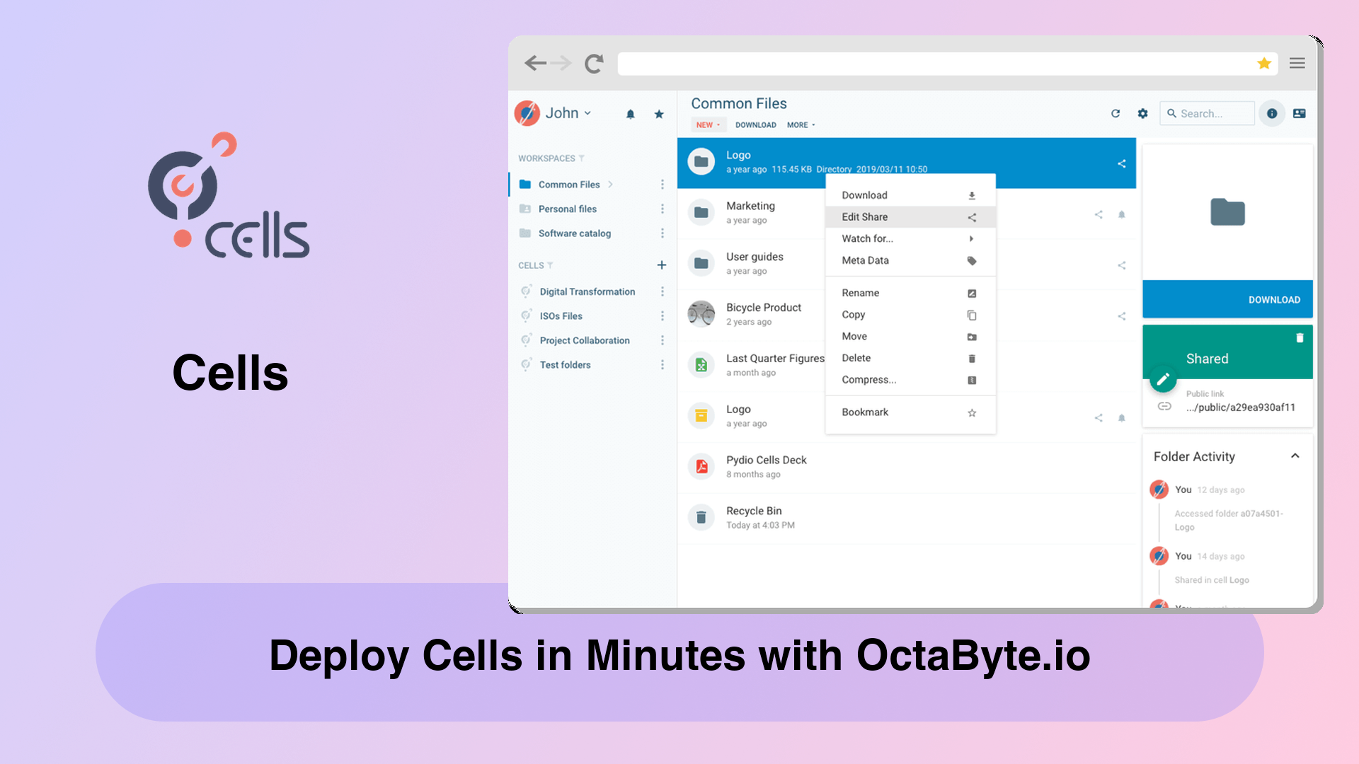 Deploy Cells in Minutes with OctaByte.io