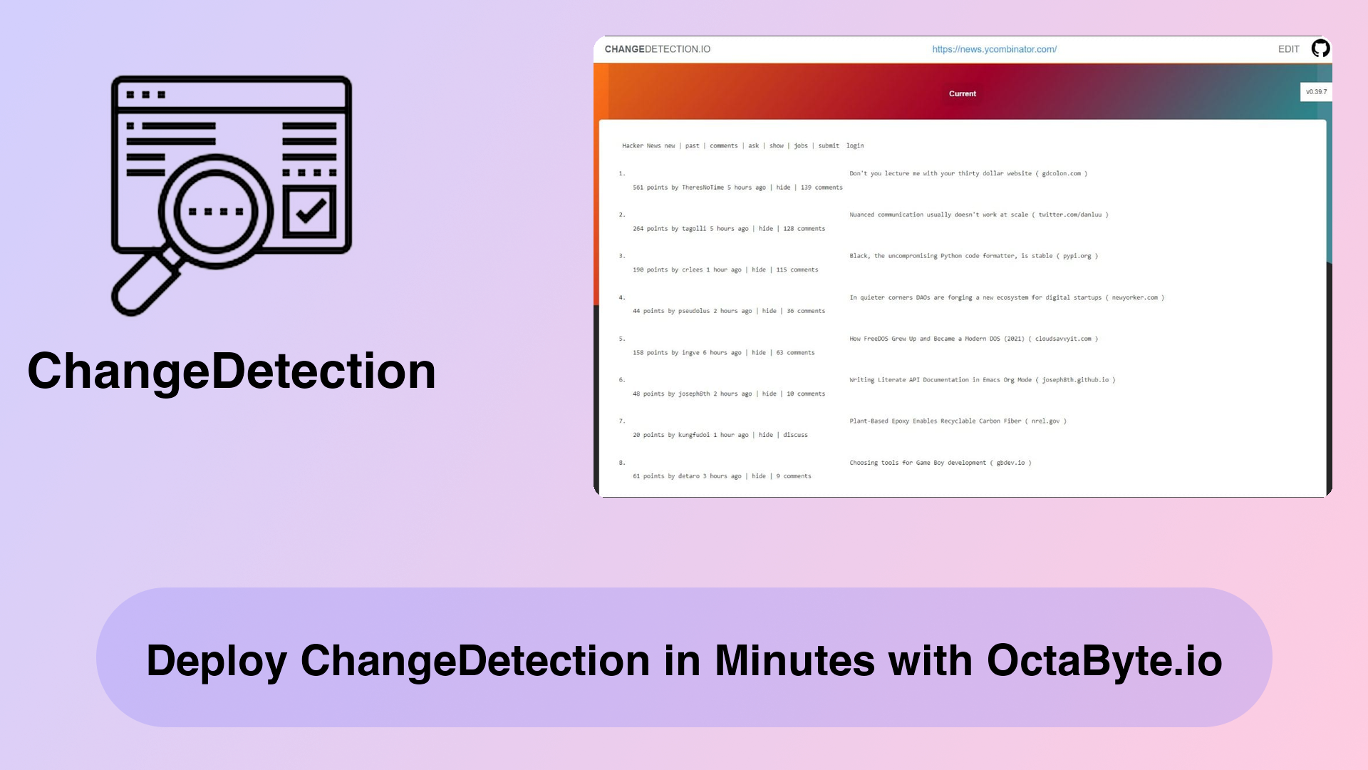 Deploy ChangeDetection in Minutes with OctaByte.io