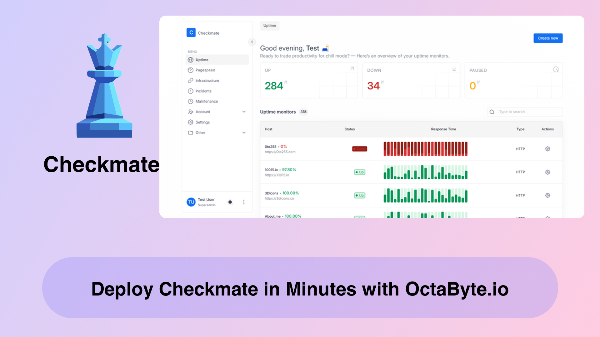 Deploy Checkmate in Minutes with OctaByte.io