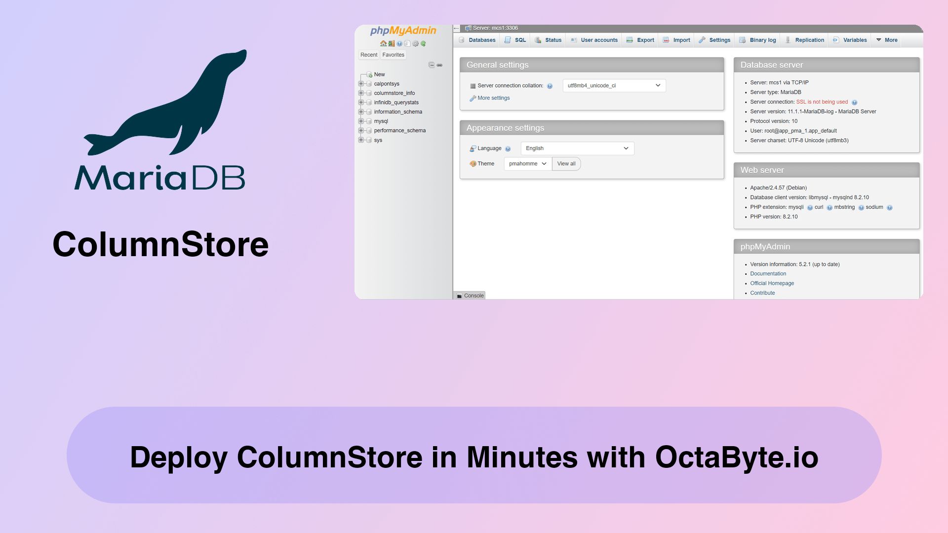 Deploy ColumnStore in Minutes with OctaByte.io