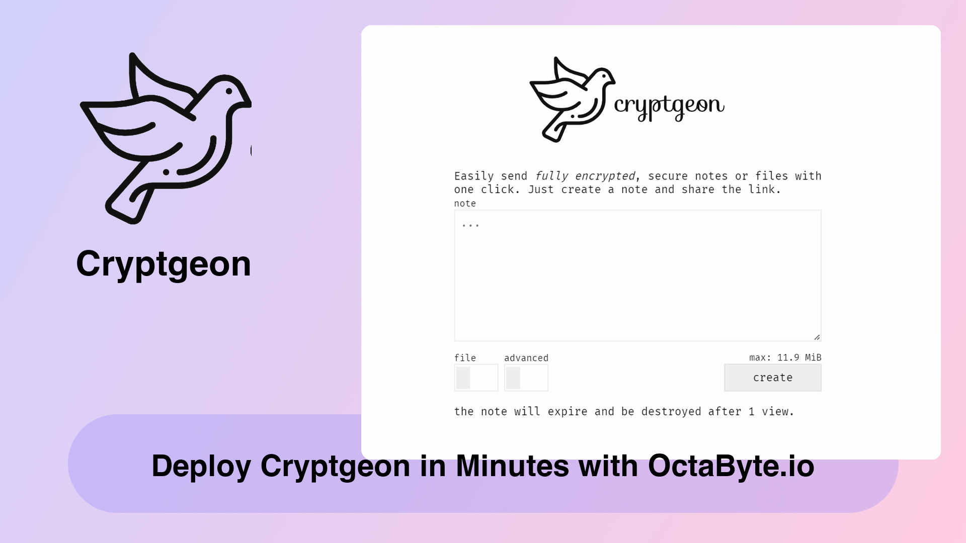 Deploy Cryptgeon in Minutes with OctaByte.io