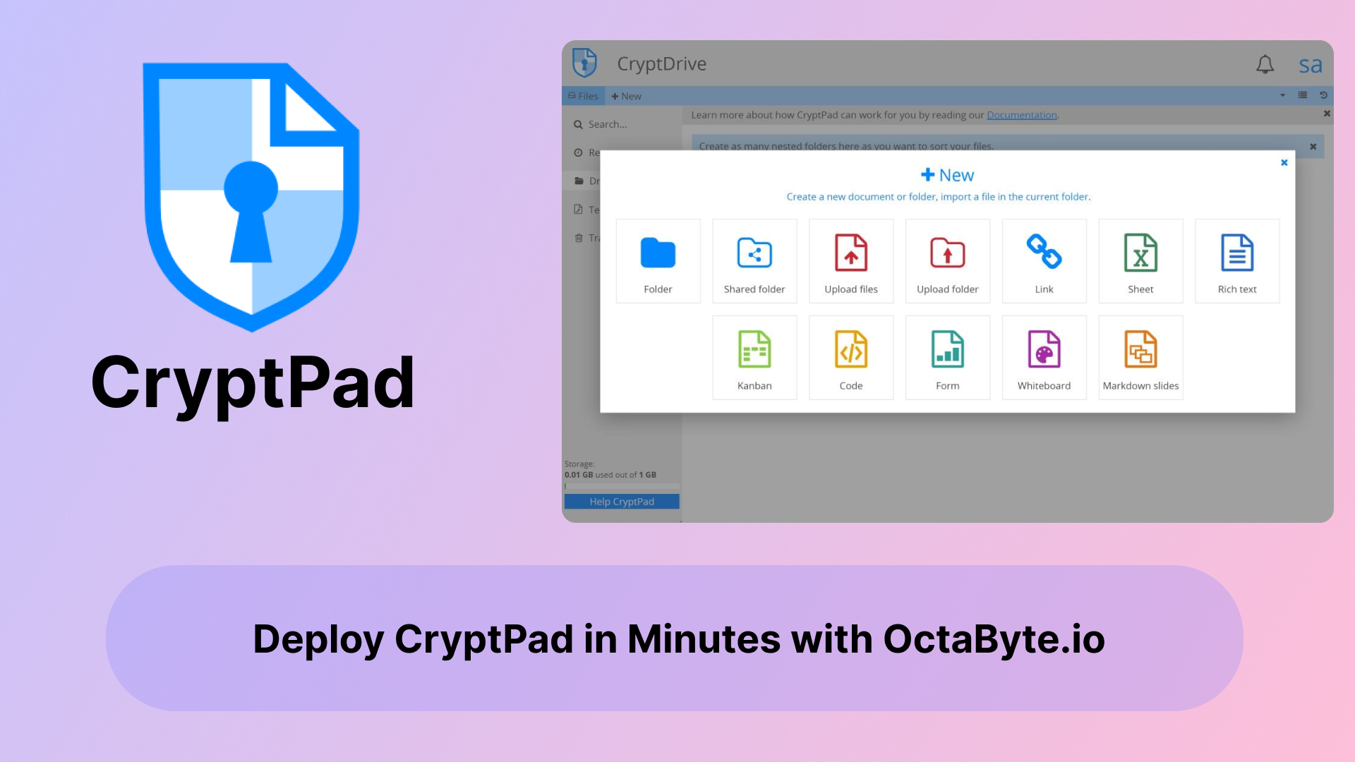 Deploy CryptPad in Minutes with OctaByte.io