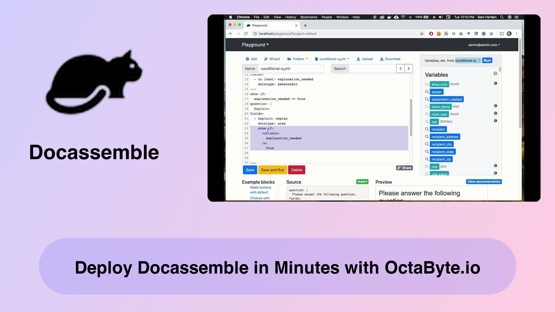 Deploy Docassemble in Minutes with OctaByte.io