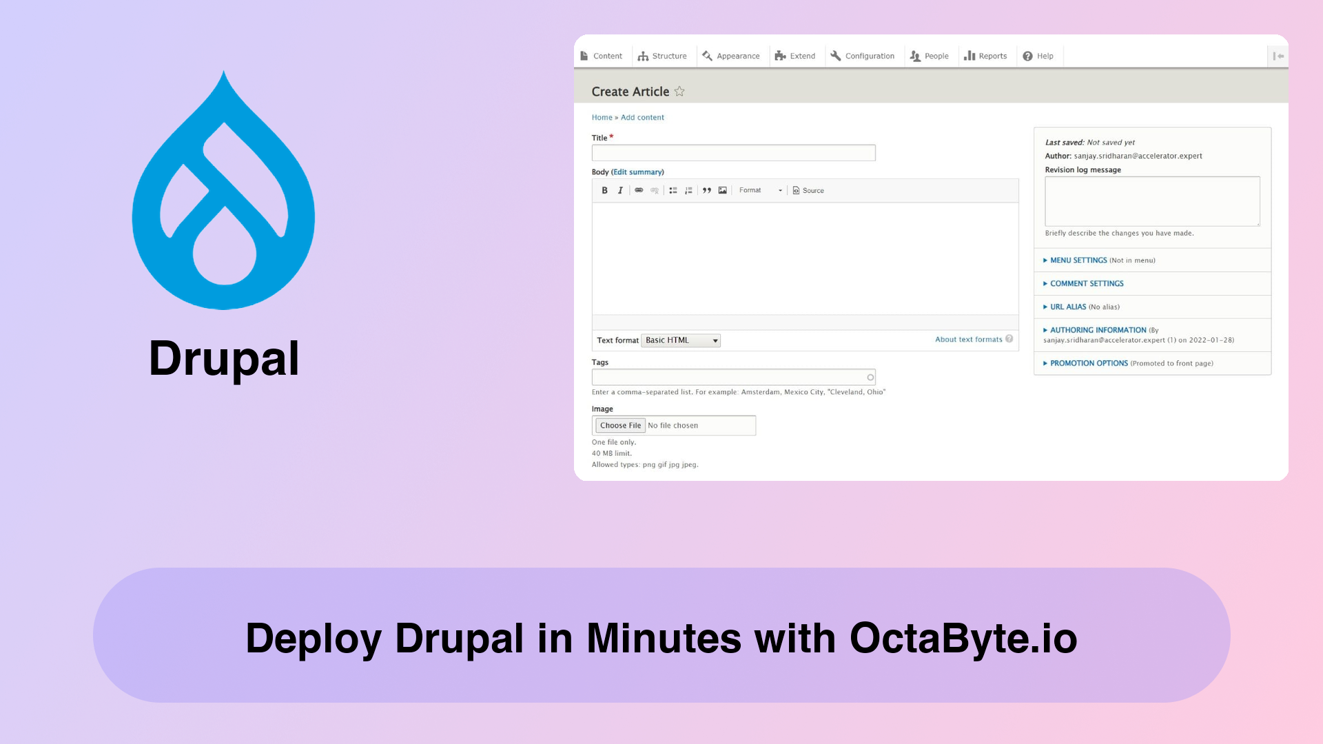 Deploy Drupal in Minutes with OctaByte.io