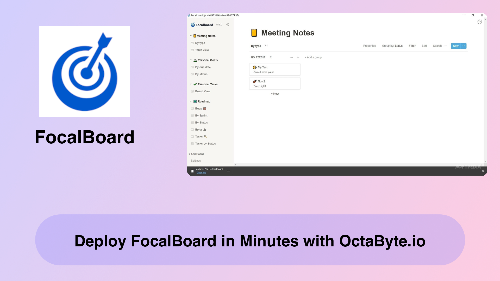 Deploy FocalBoard in Minutes with OctaByte.io