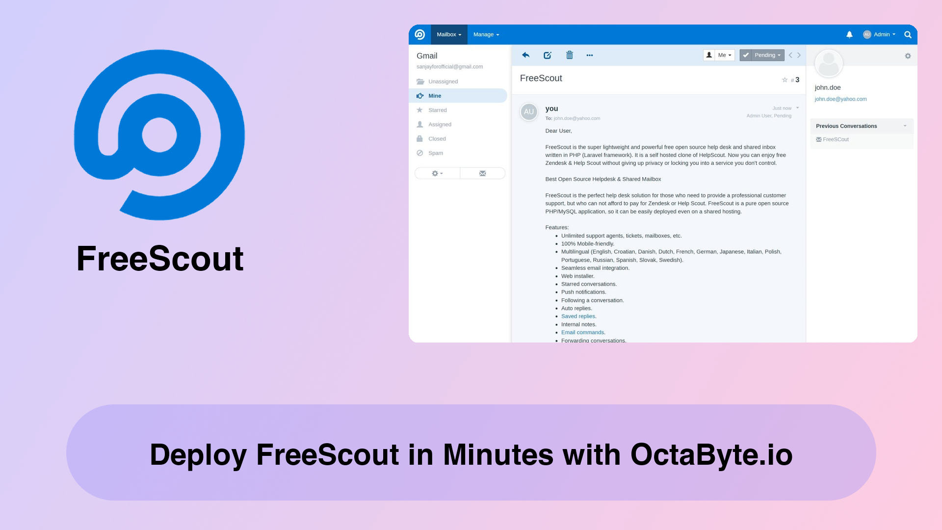 Deploy FreeScout in Minutes with OctaByte.io