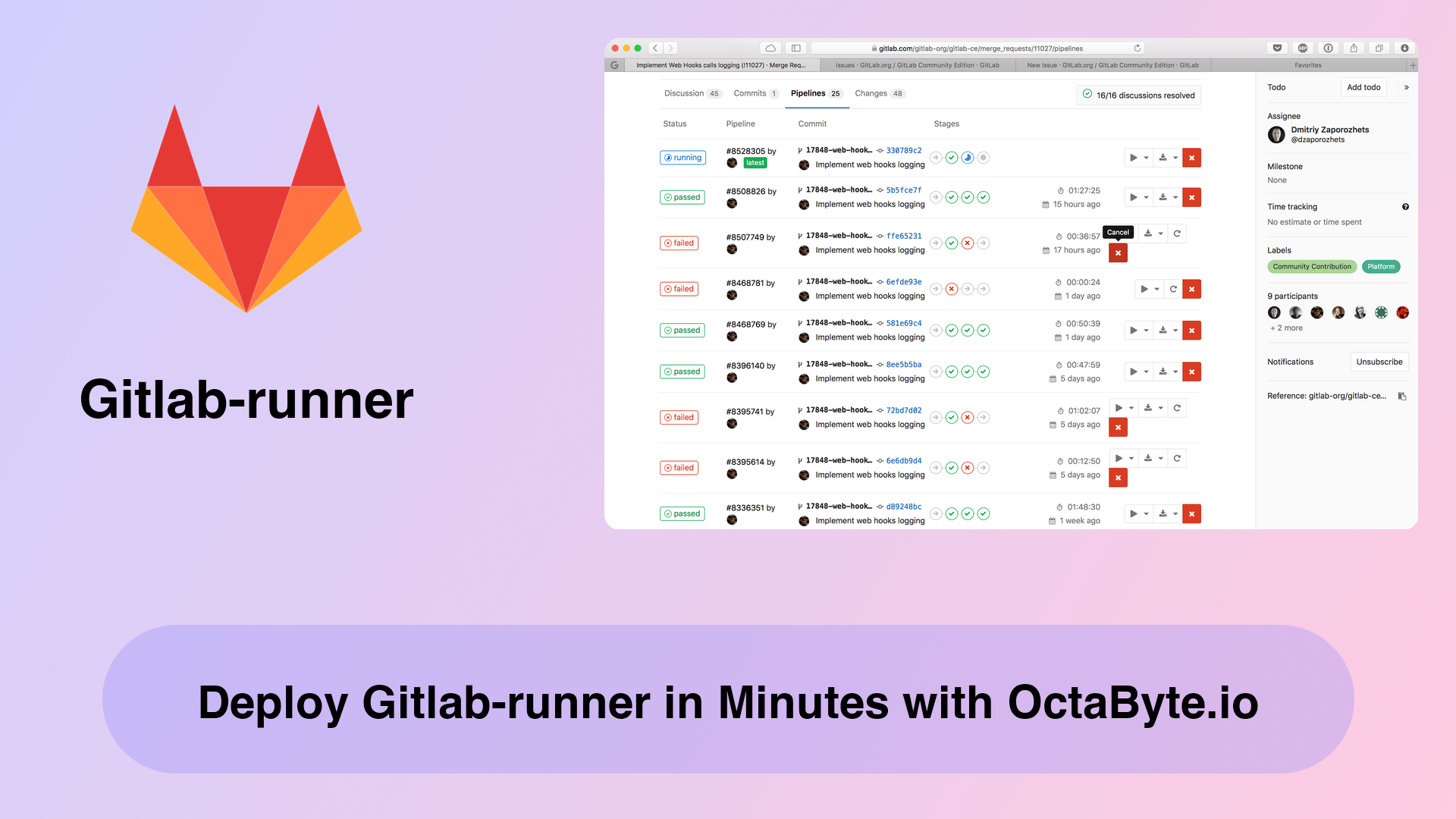 Deploy Gitlab-runner in Minutes with OctaByte.io