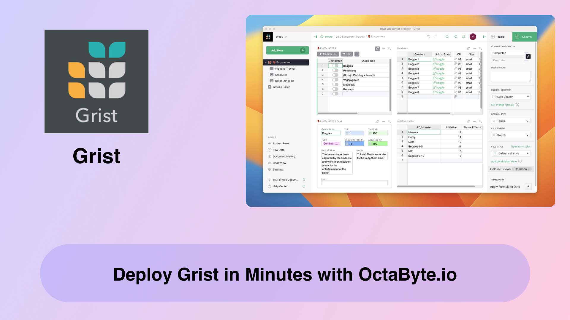 Deploy Grist in Minutes with OctaByte.io