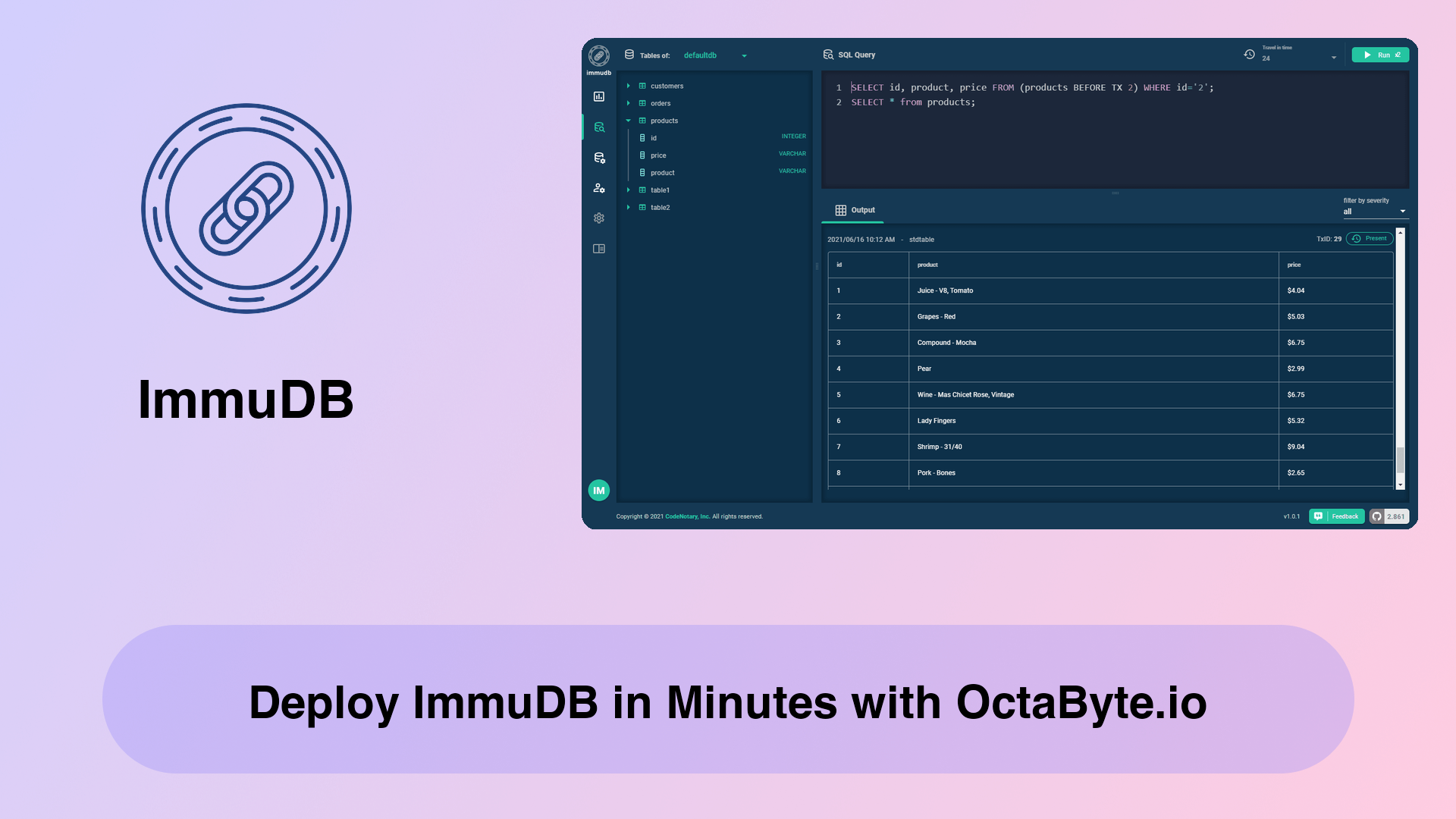 Deploy ImmuDB in Minutes with OctaByte.io