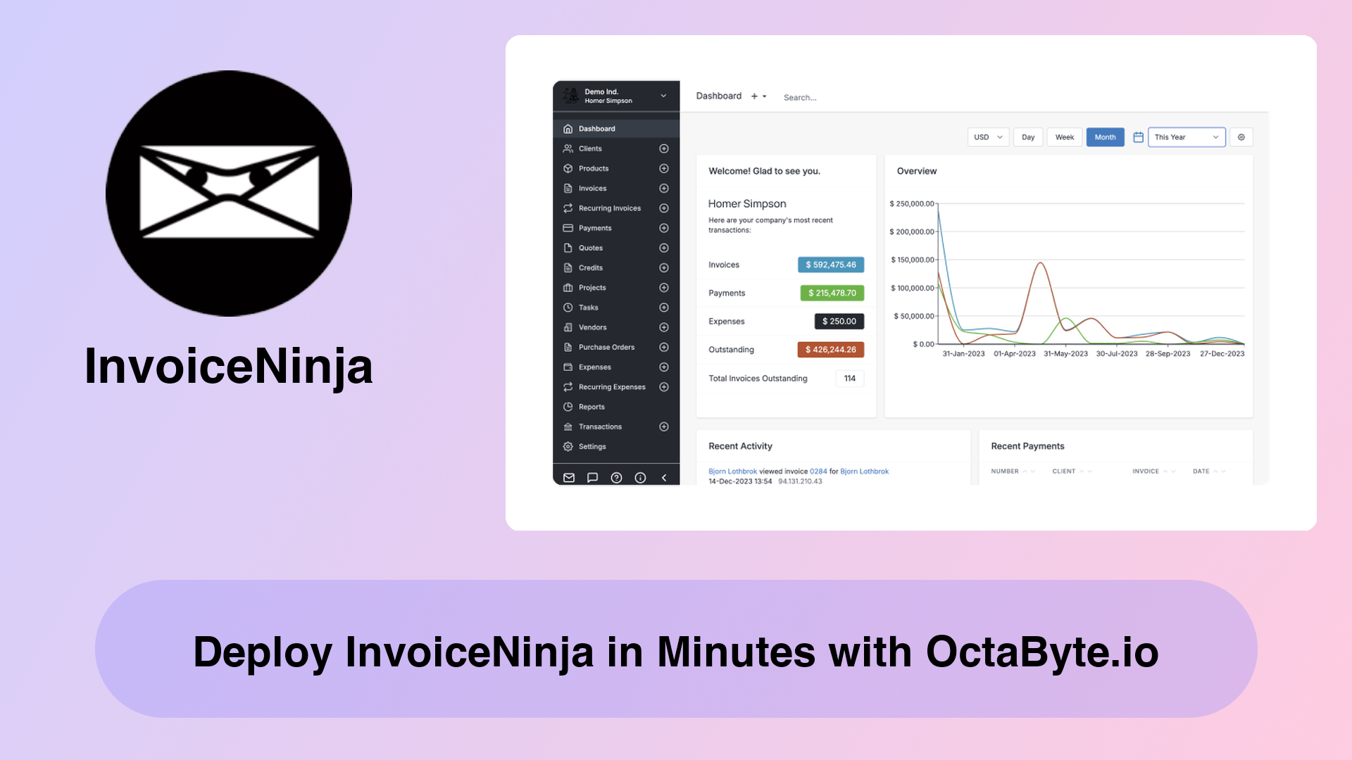 Deploy InvoiceNinja in Minutes with OctaByte.io