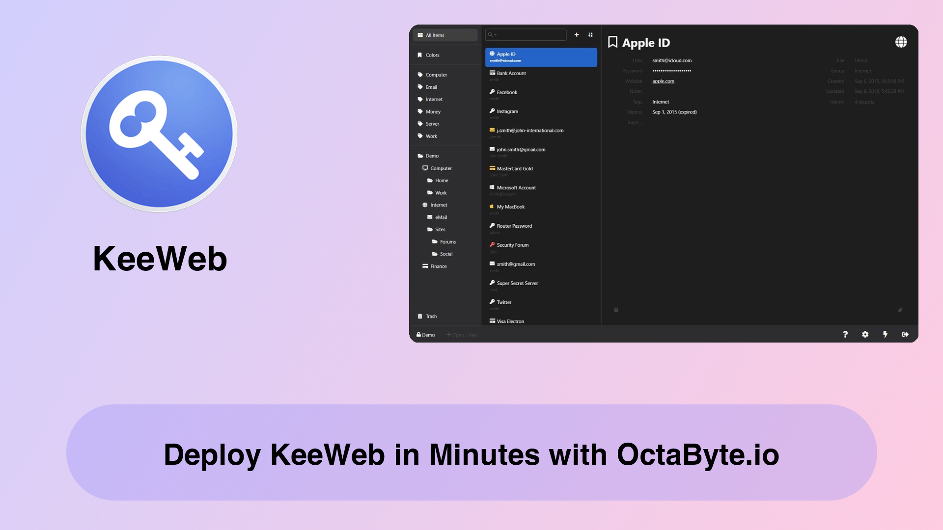 Deploy KeeWeb in Minutes with OctaByte.io