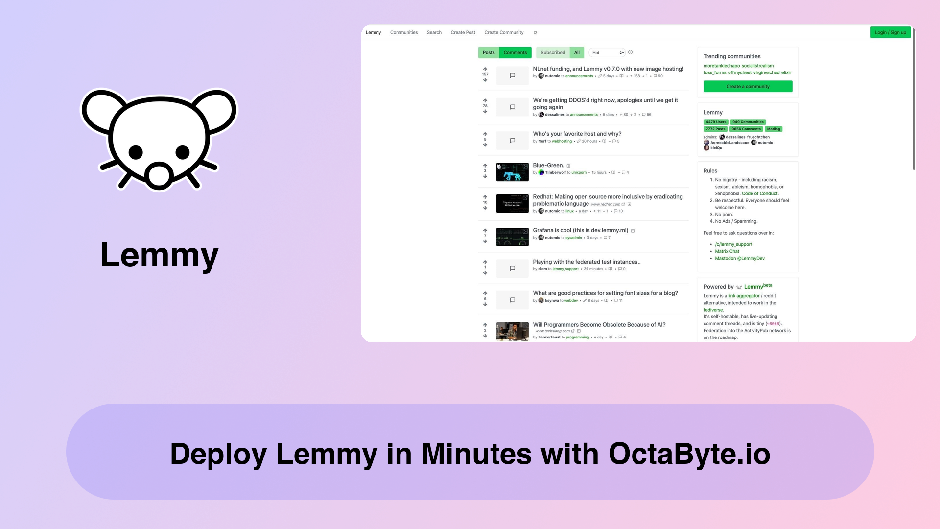 Deploy Lemmy in Minutes with OctaByte.io