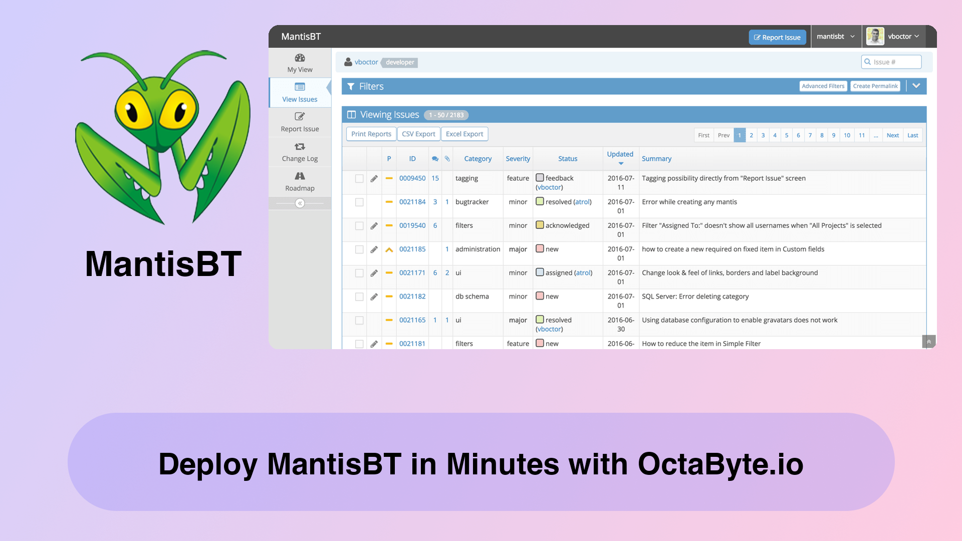 Deploy MantisBT in Minutes with OctaByte.io