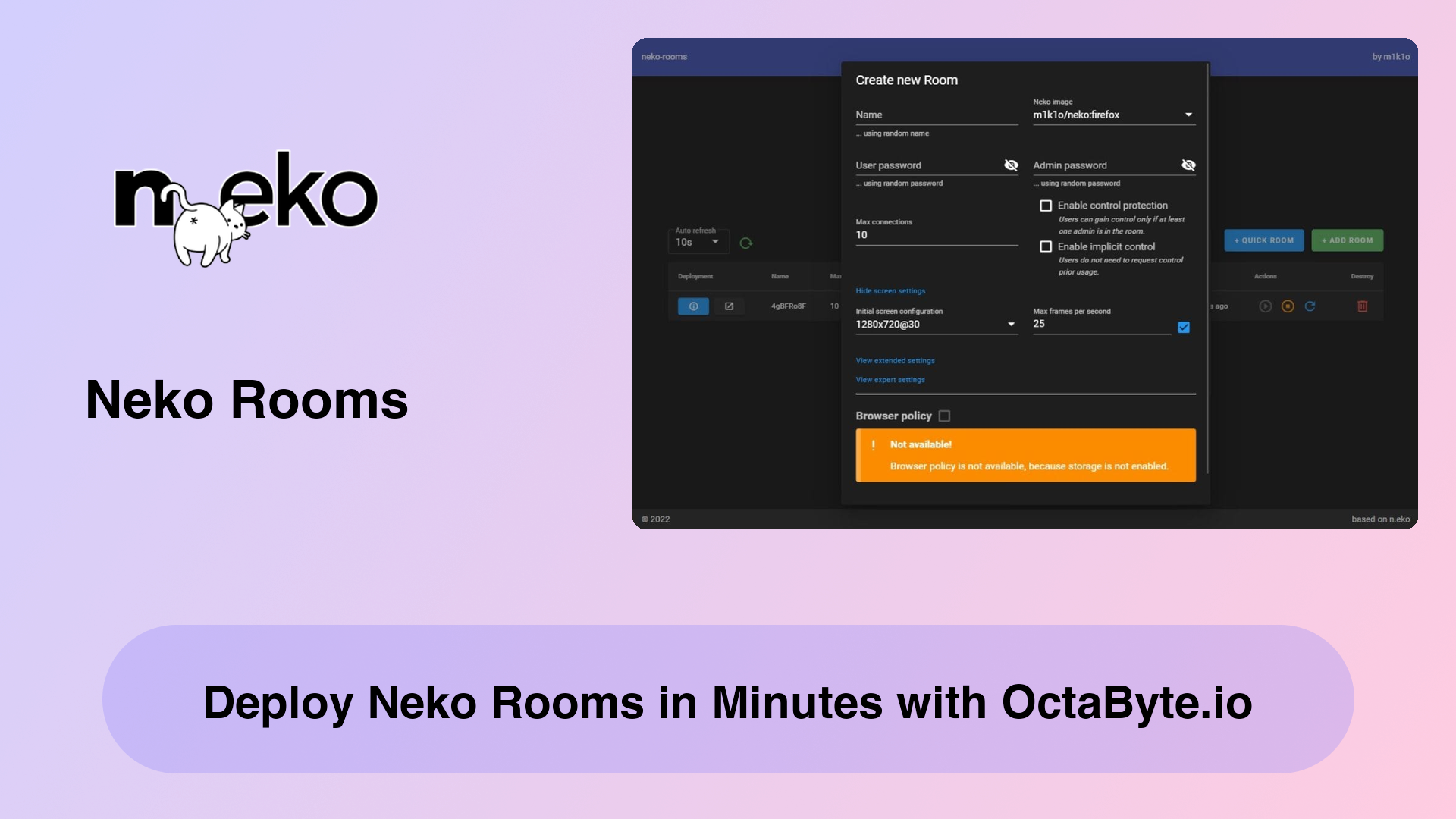 Deploy Neko Rooms in Minutes with OctaByte.io