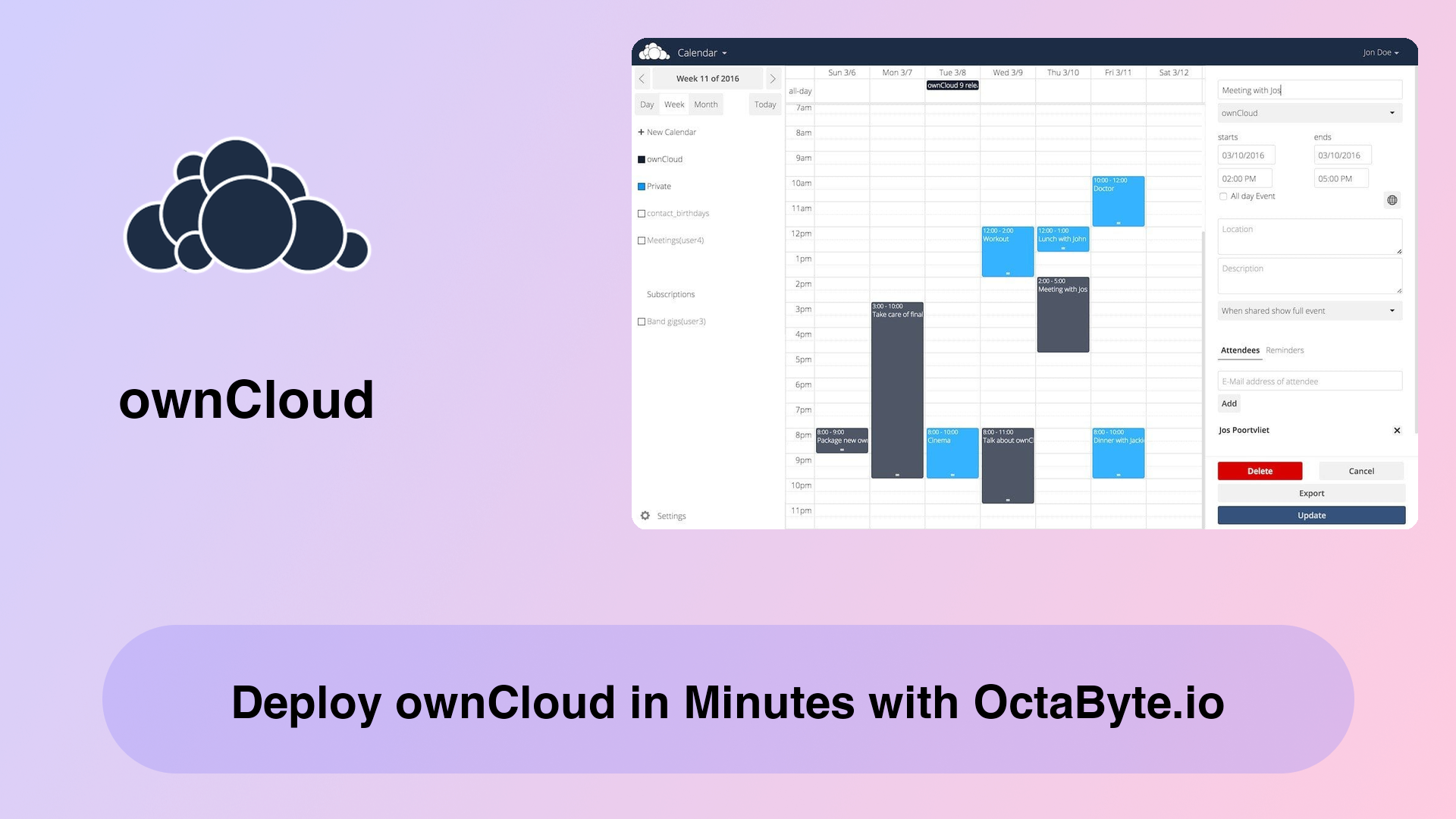 Deploy ownCloud in Minutes with OctaByte.io