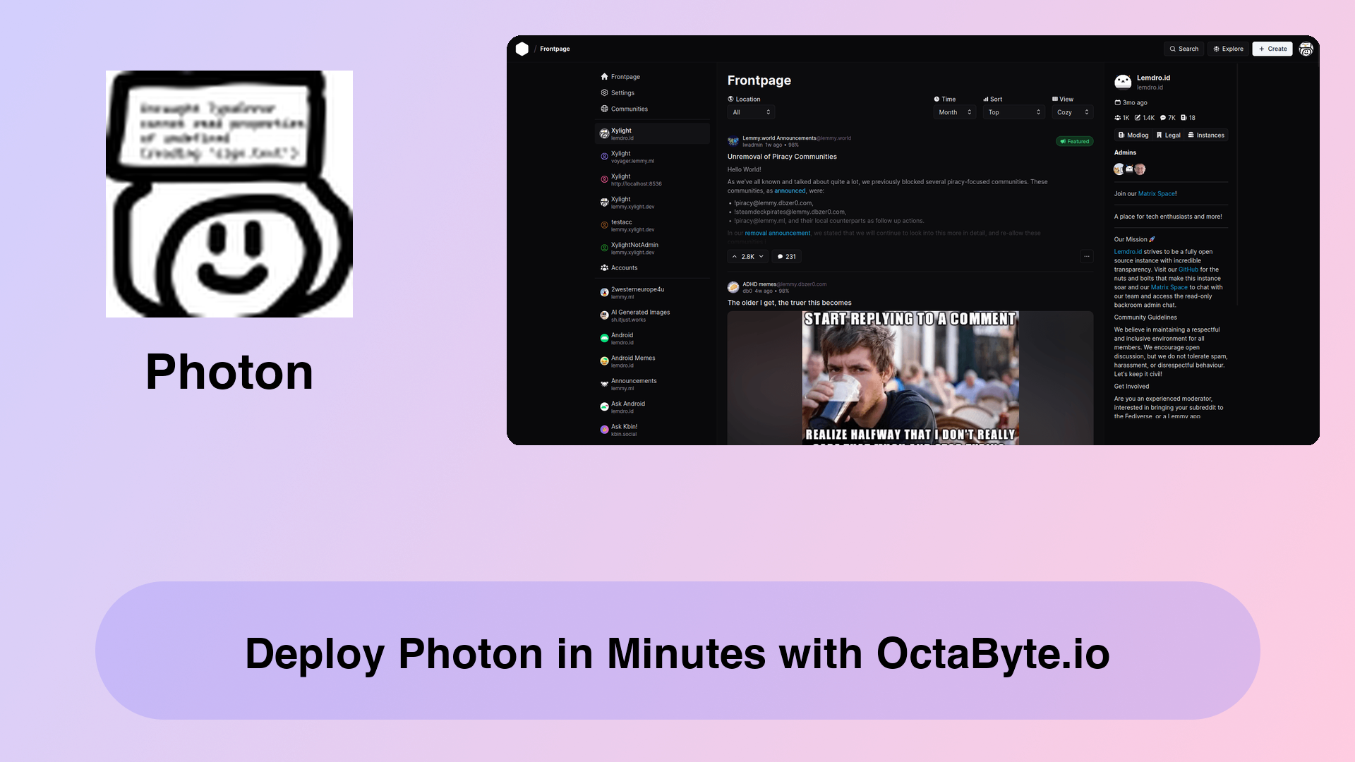 Deploy Photon in Minutes with OctaByte.io