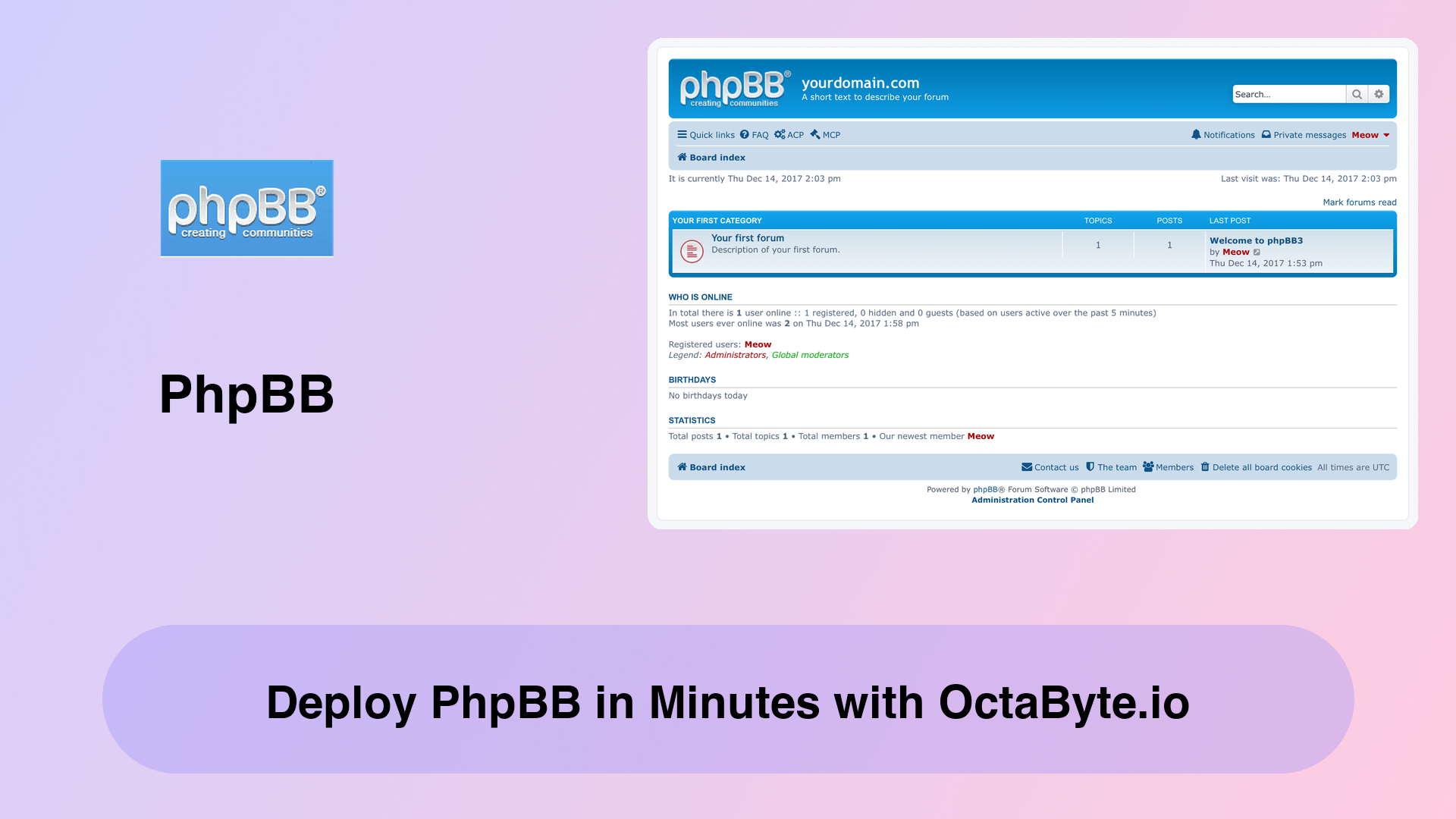 Deploy PhpBB in Minutes with OctaByte.io