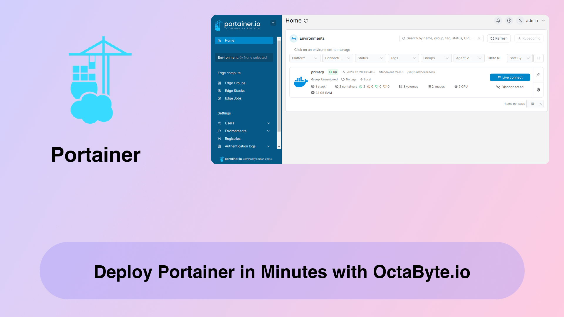 Deploy Portainer in Minutes with OctaByte.io