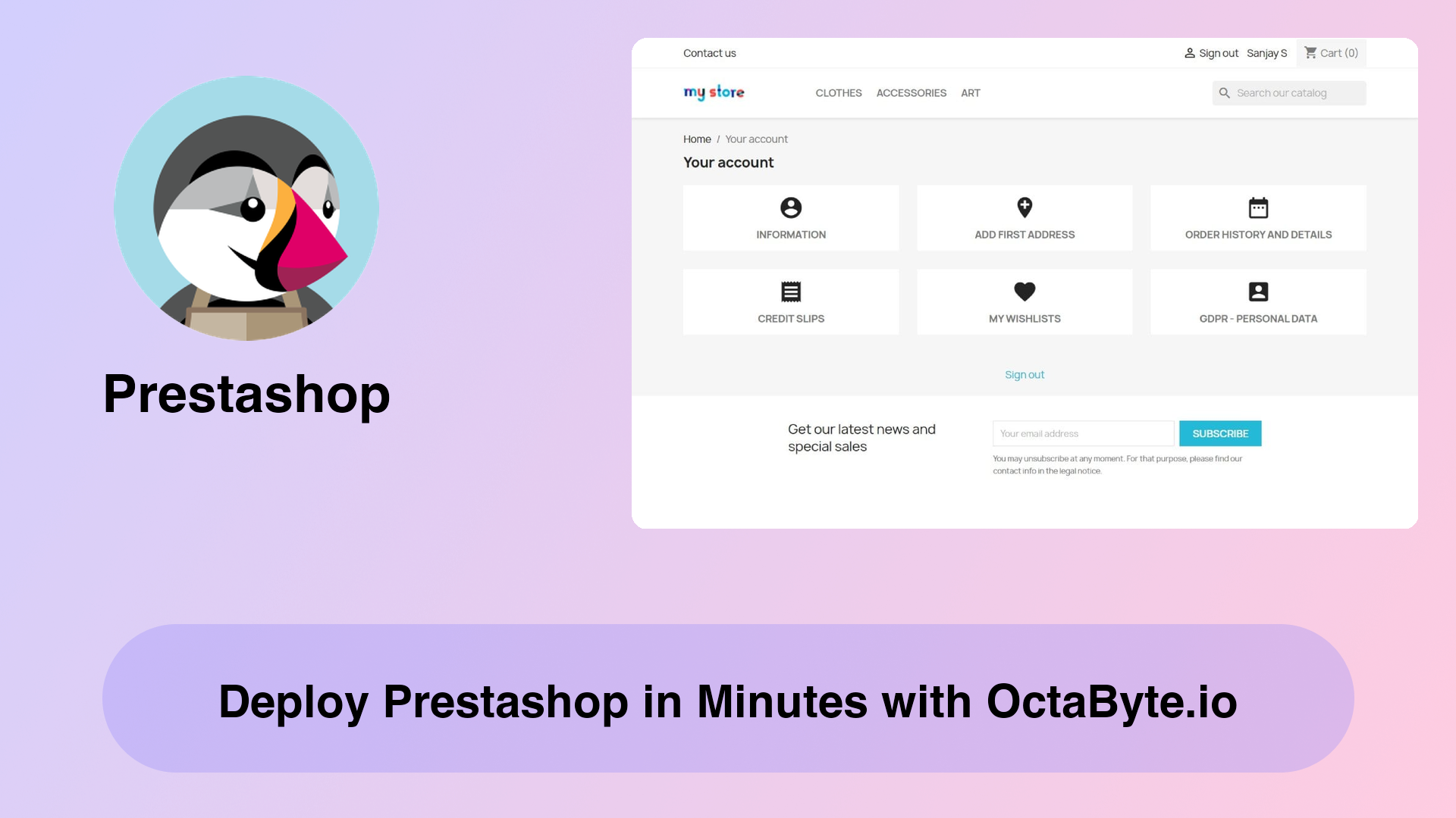 Deploy Prestashop in Minutes with OctaByte.io