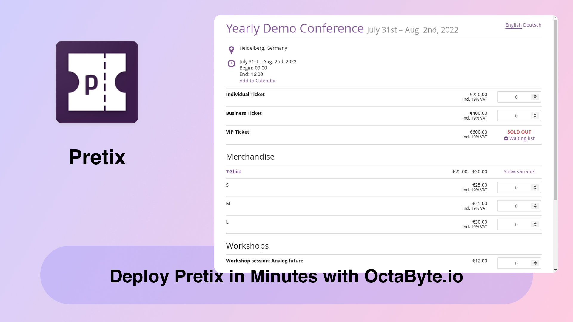 Deploy Pretix in Minutes with OctaByte.io