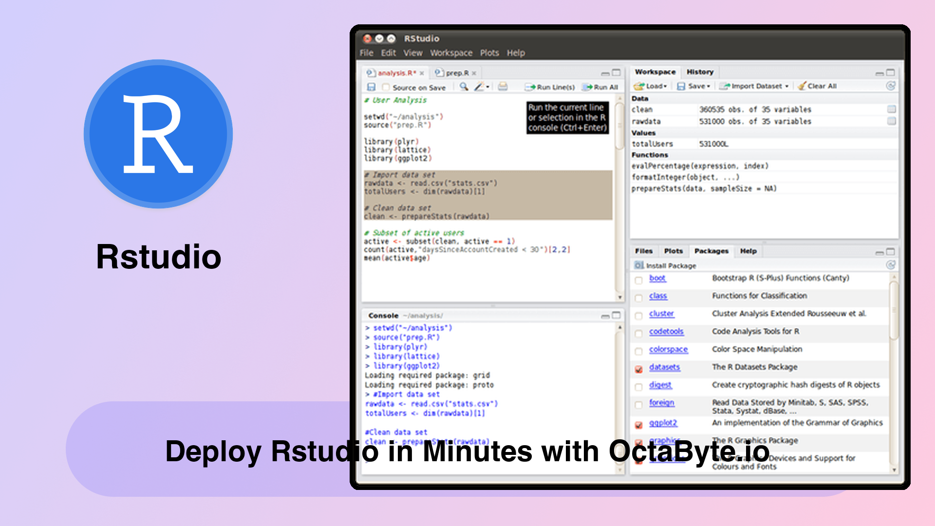 Deploy Rstudio in Minutes with OctaByte.io