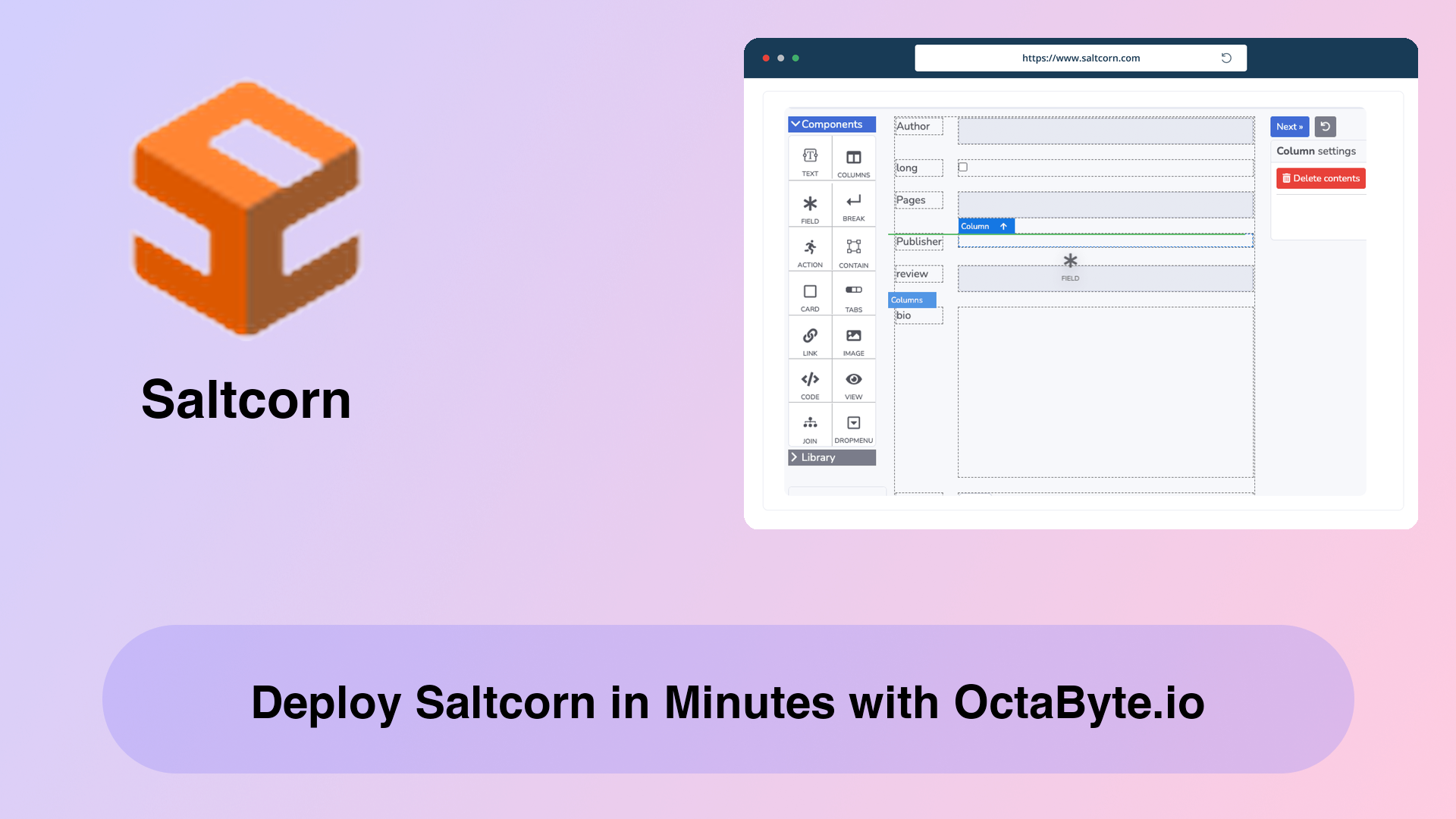 Deploy Saltcorn in Minutes with OctaByte.io