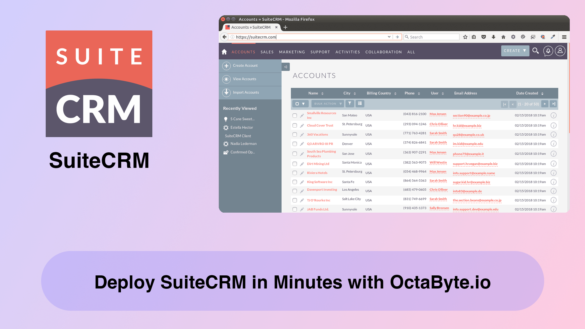 Deploy SuiteCRM in Minutes with OctaByte.io