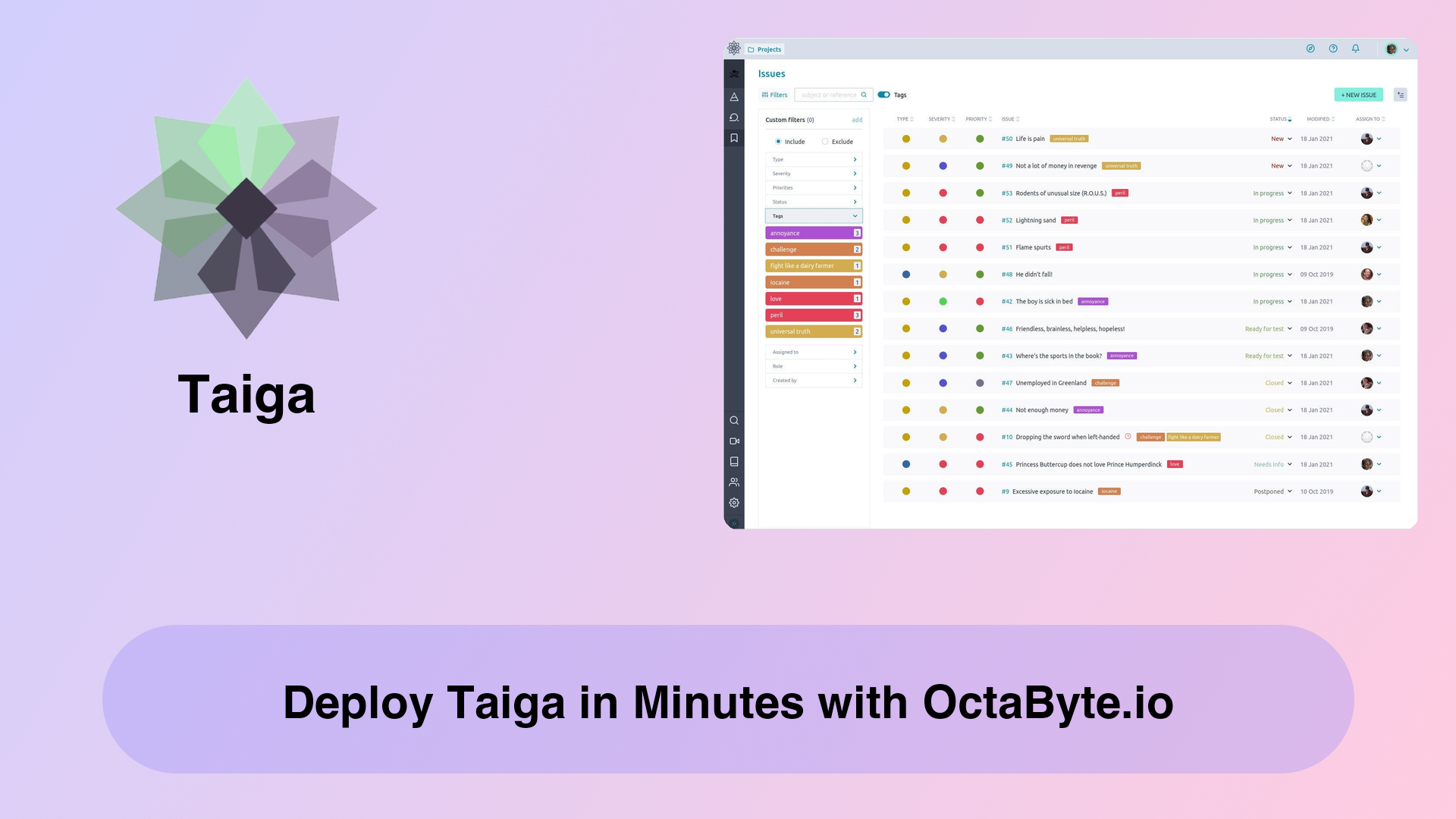 Deploy Taiga in Minutes with OctaByte.io