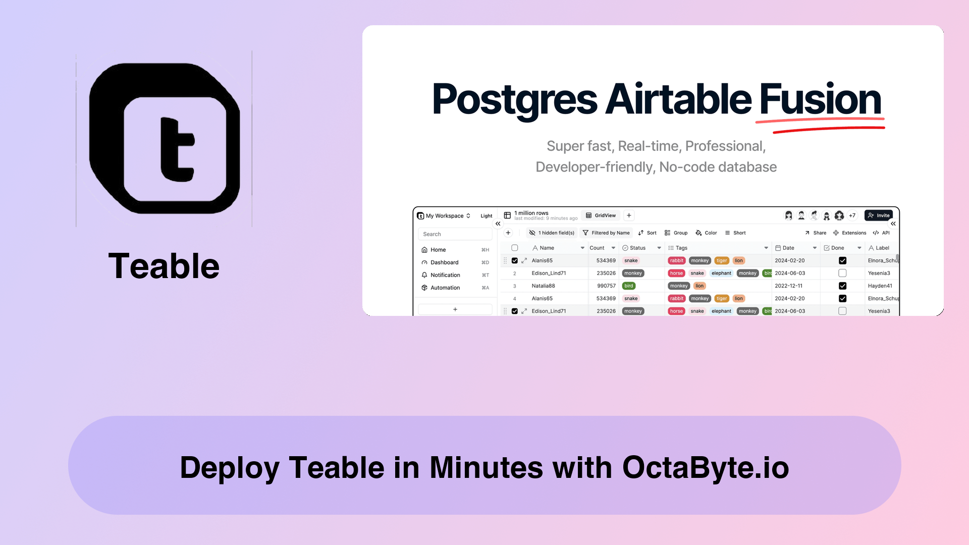 Deploy Teable in Minutes with OctaByte.io