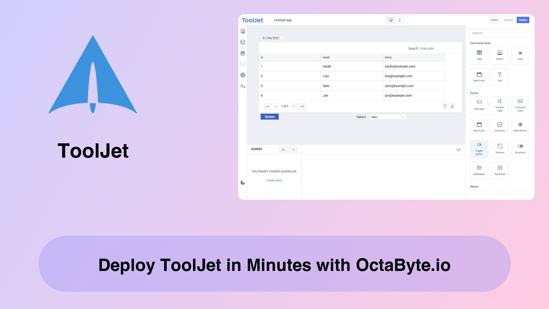 Deploy ToolJet in Minutes with OctaByte.io