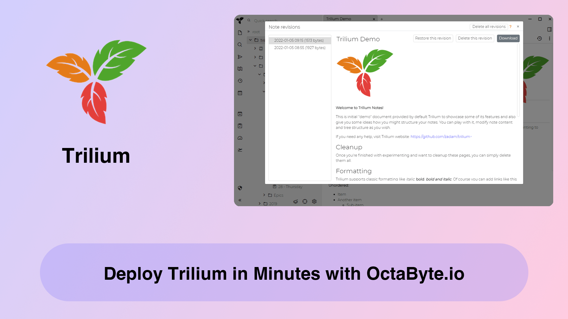 Deploy Trilium in Minutes with OctaByte.io